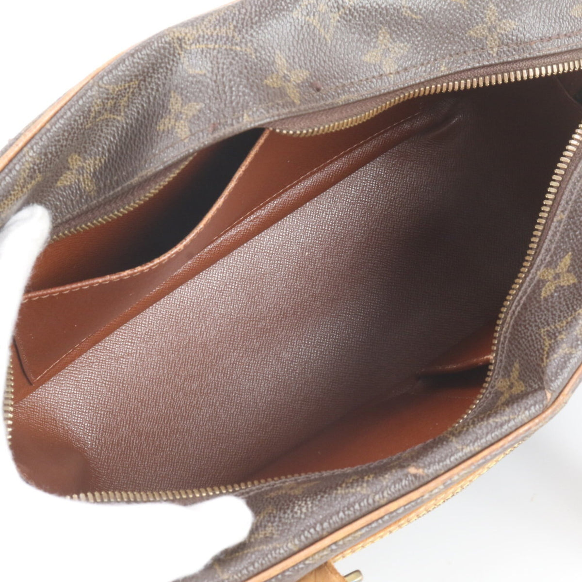 Louis Vuitton Brown Leather Coated Canvas Handbag Shoulder Bag Tote Bag (Pre-Owned)