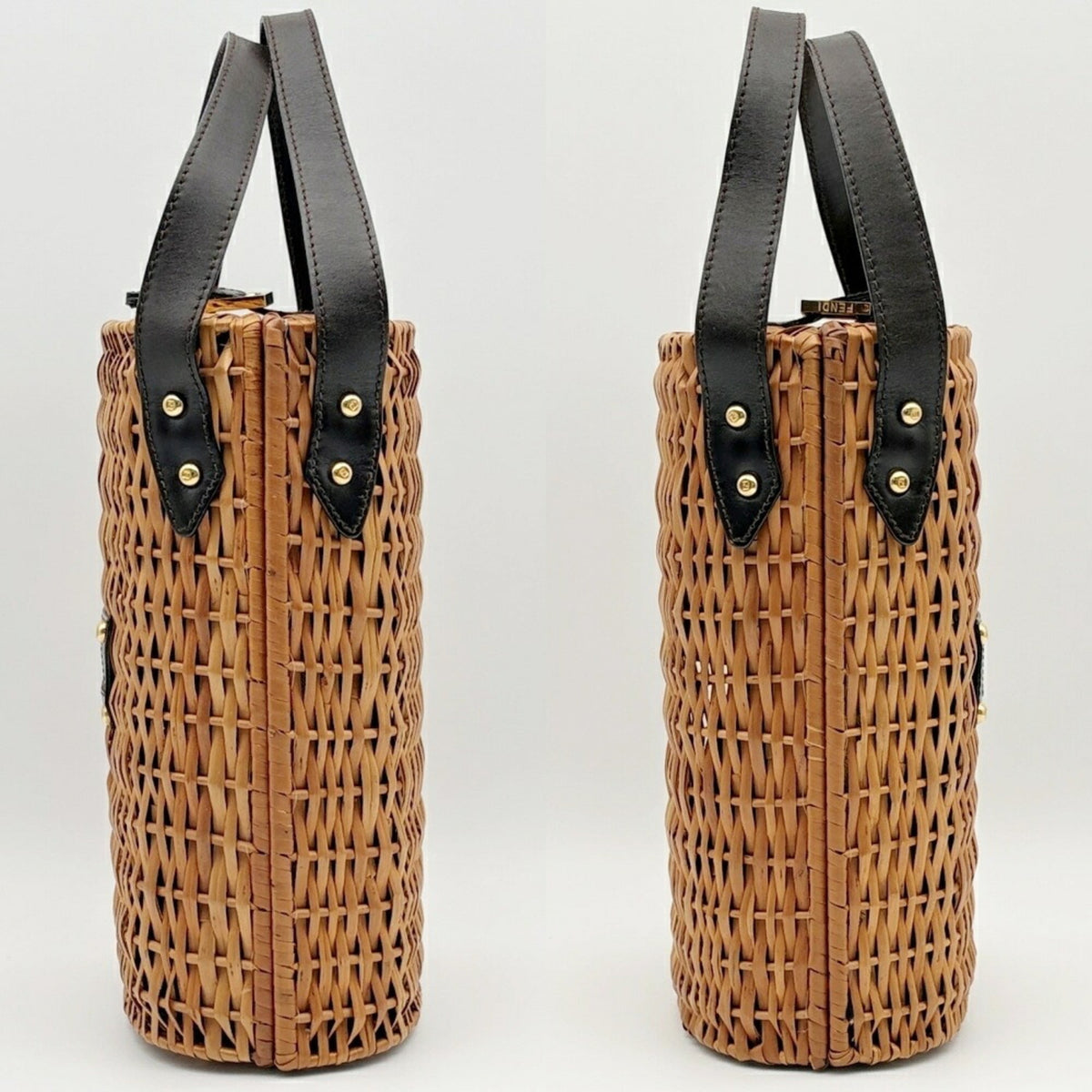 Fendi Brown Dark Brown Wisteria Vine Leather Basket (Pre-Owned)