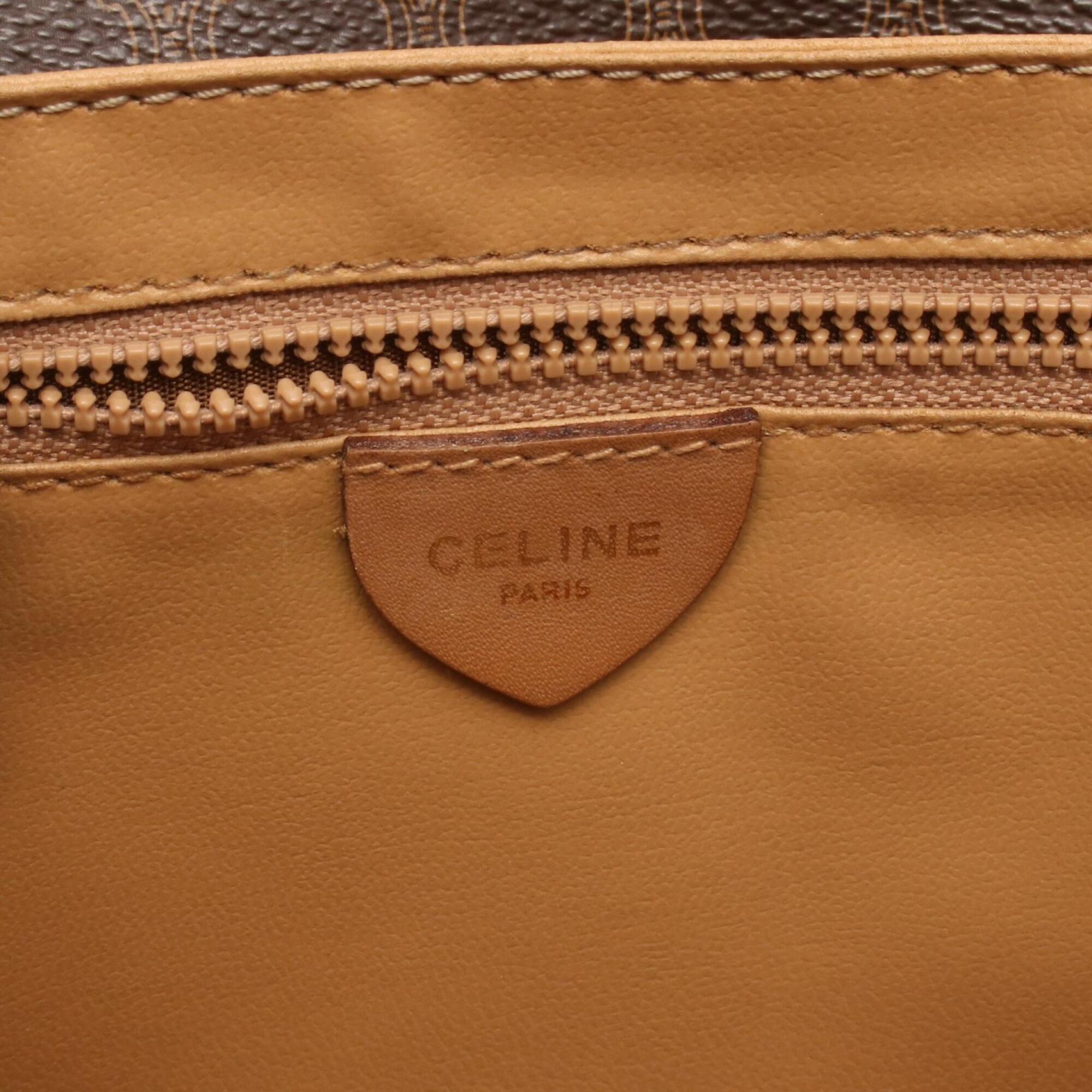 Celine Brown Coated Canvas Handbag Shoulder Bag (Pre-Owned)