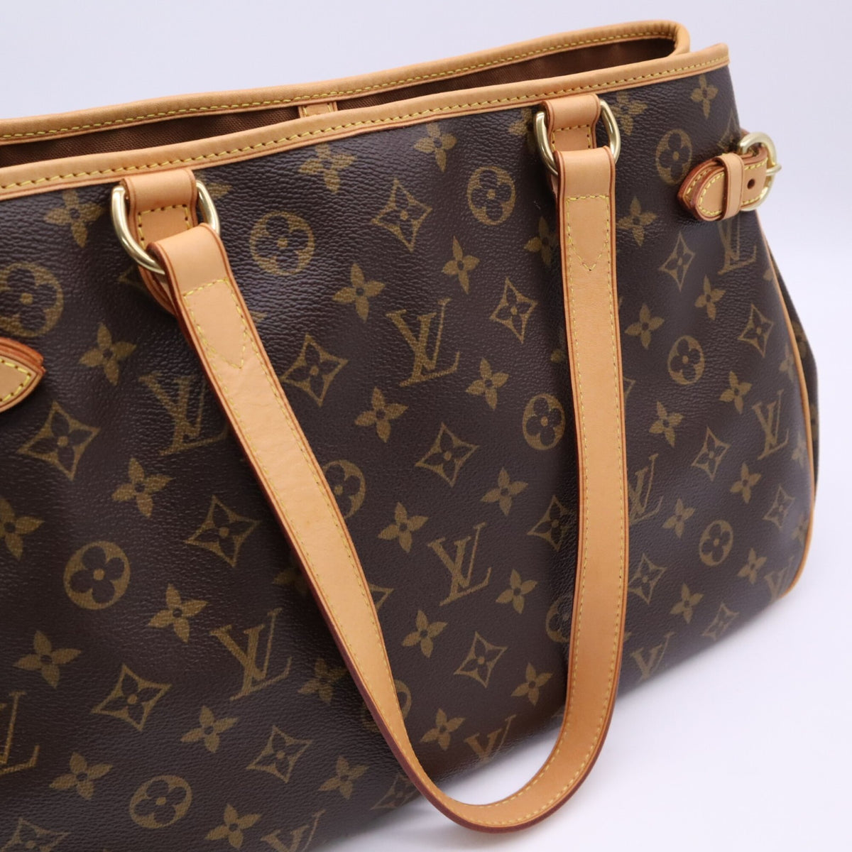 Louis Vuitton Monogram Beige Brown Coated Canvas Leather Handbag (Pre-Owned)