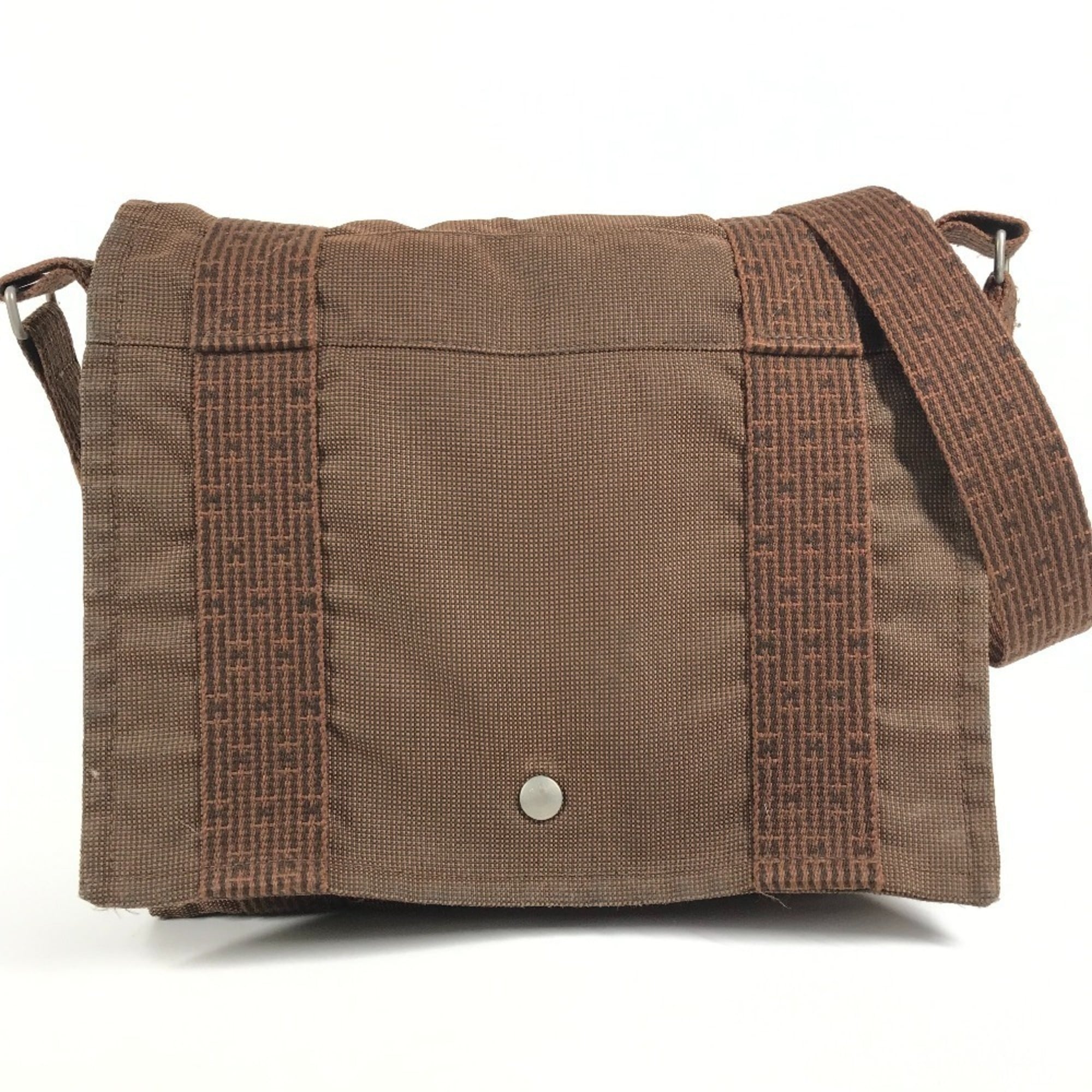 Hermes Brown Canvas Messenger Bag Shoulder Bag (Pre-Owned)
