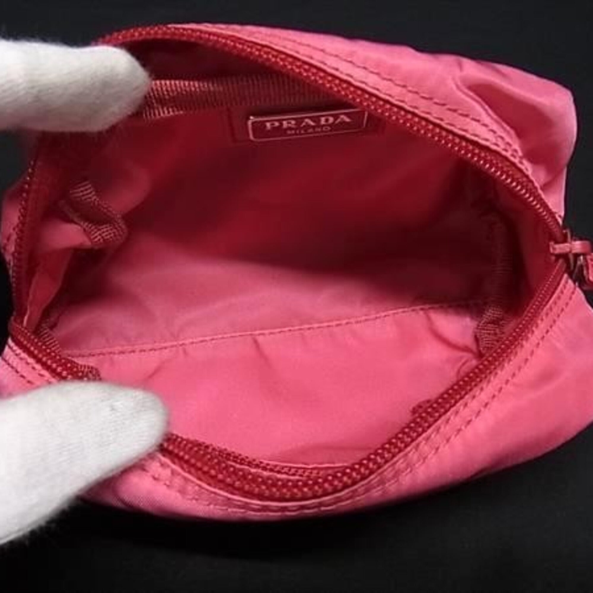 Prada Pink Tessuto Saffiano Triangle Pouch (Pre-Owned)