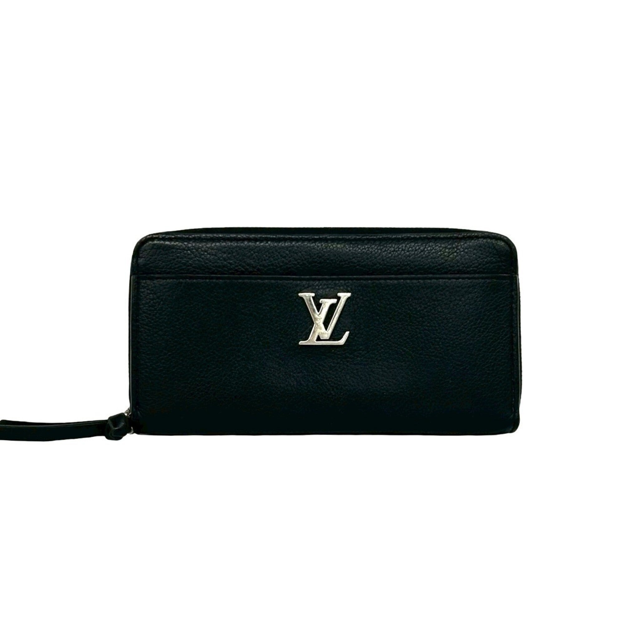Louis Vuitton Black Leather Long Wallet (Bi-Fold) (Pre-Owned)