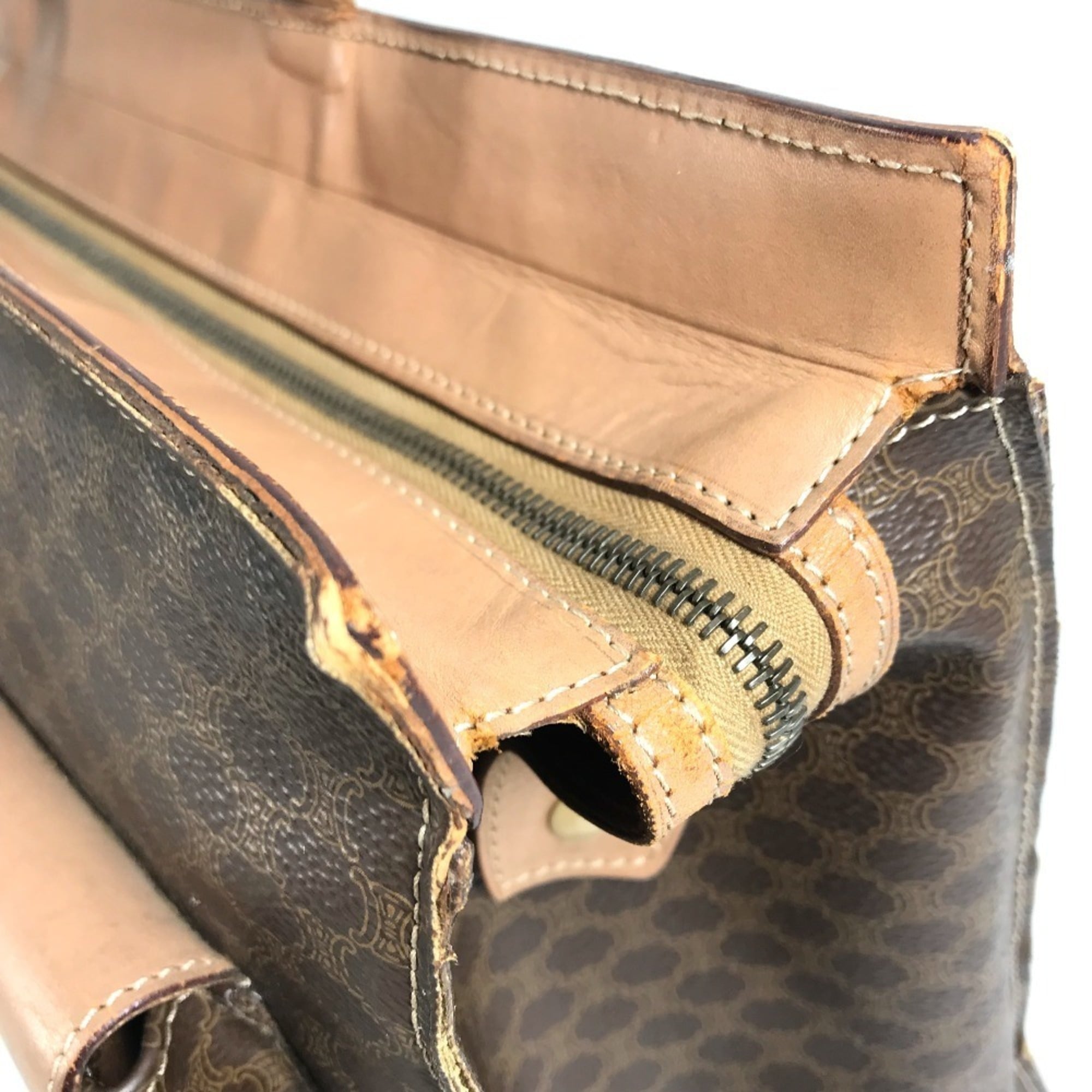 Celine Brown Leather Handbag Tote Bag (Pre-Owned)