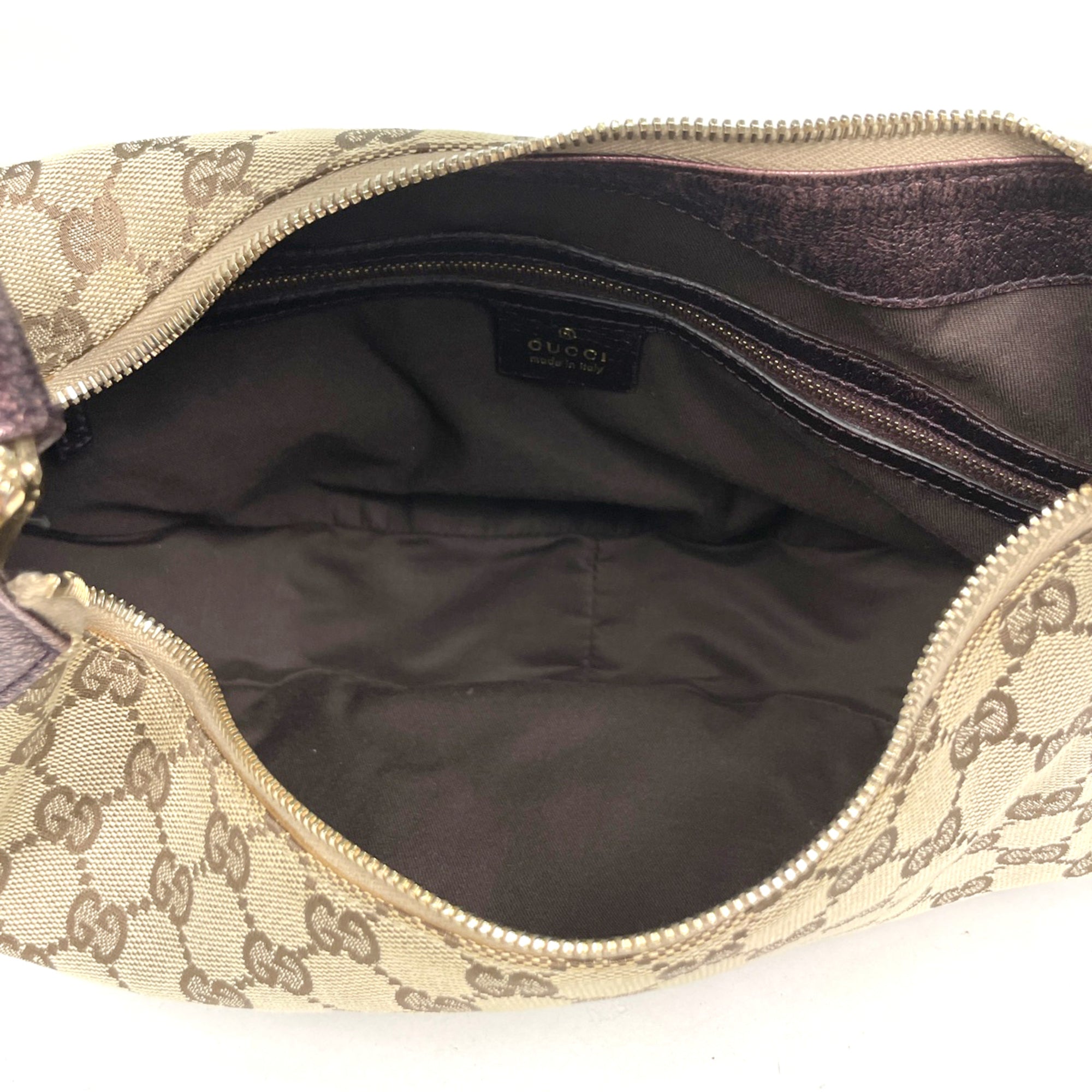 Gucci Beige Purple Bamboo Shoulder Bag (Pre-Owned)
