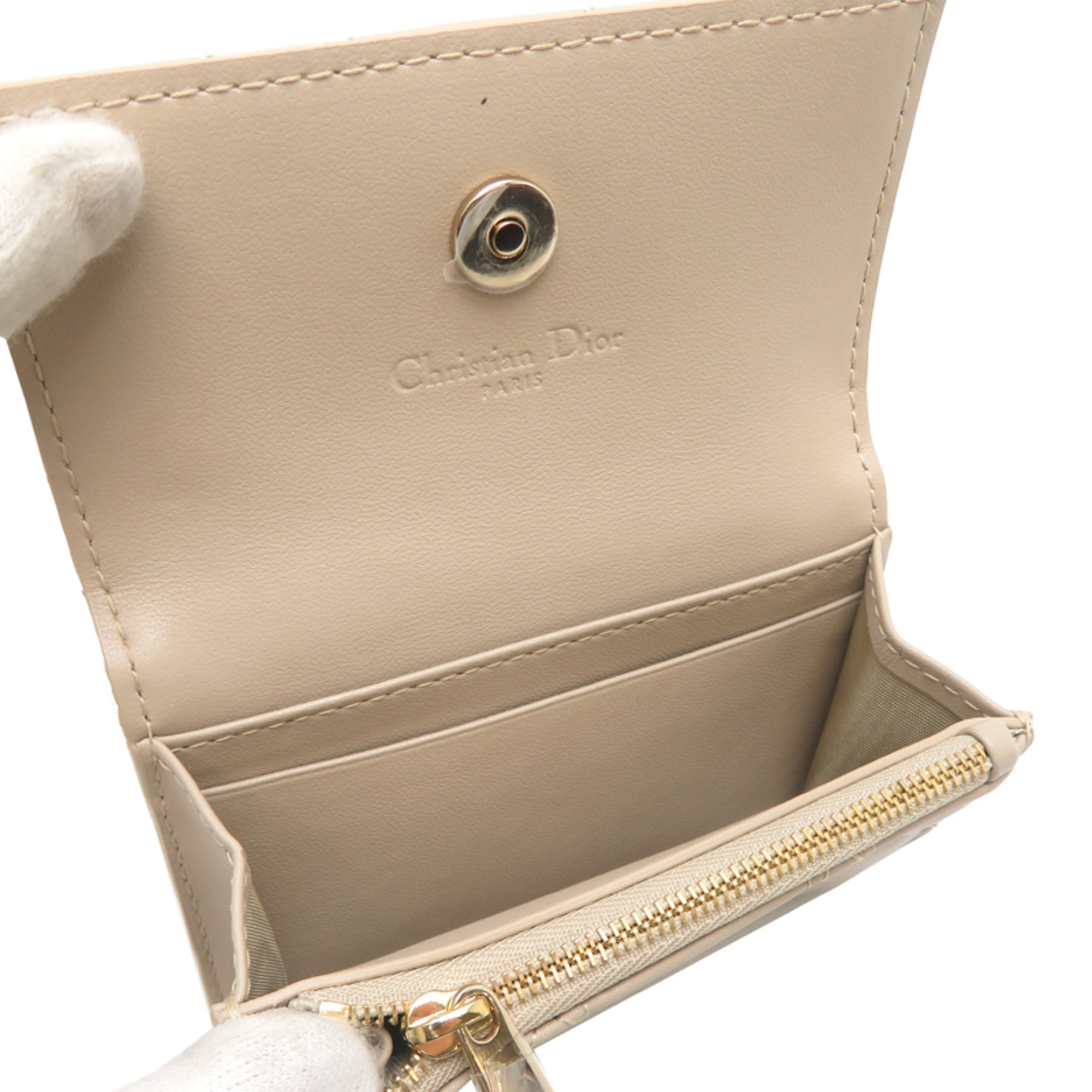 Christian Dior Beige Leather Coin Purse/Coin Case (Pre-Owned)