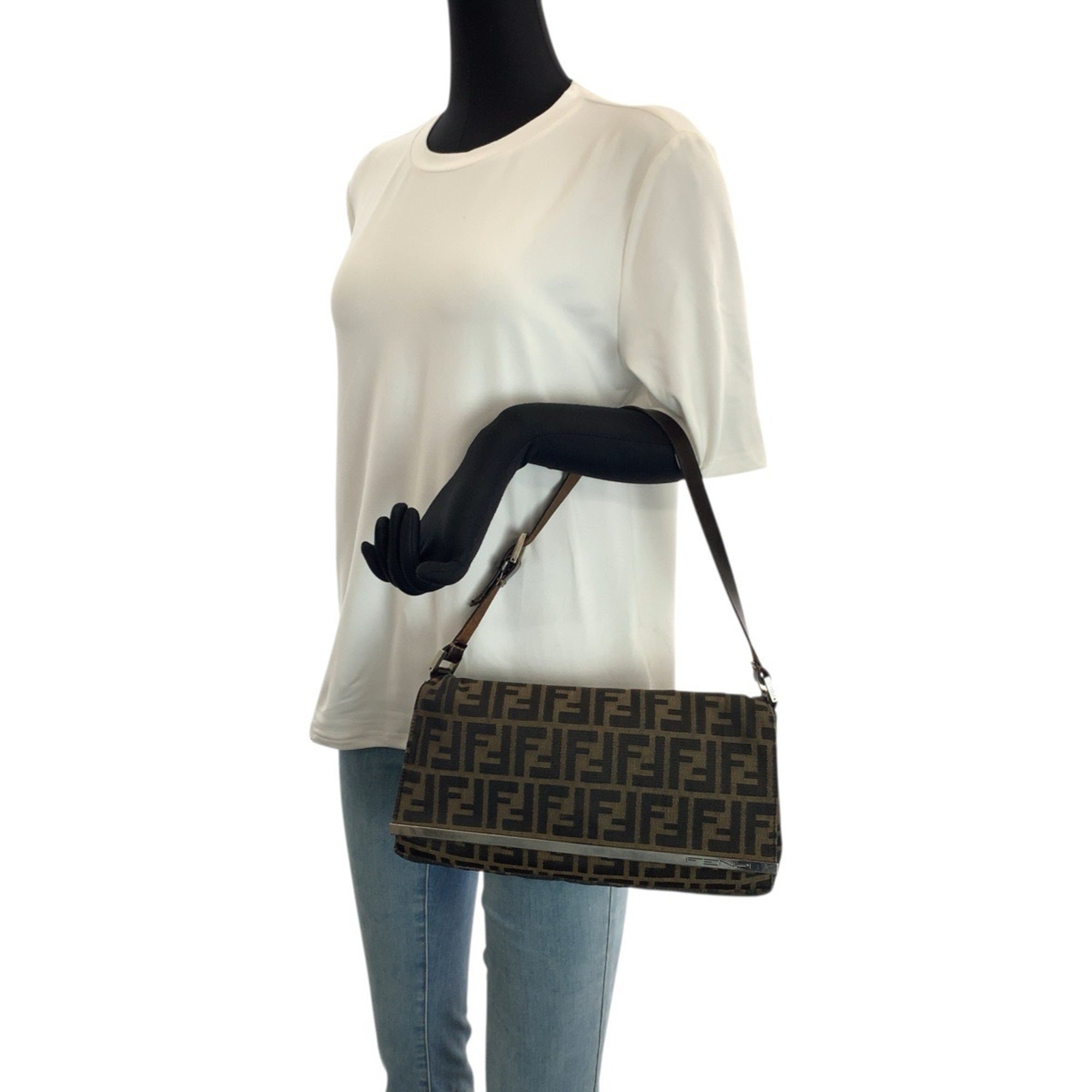 Fendi Brown Canvas Leather Handbag Shoulder Bag (Pre-Owned)