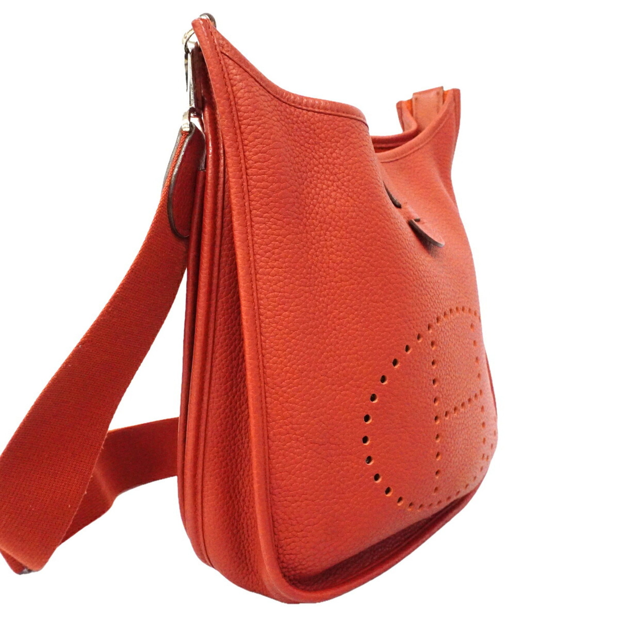 Hermes Rouge Casaque Taurillon Clemence Leather Shoulder Bag (Pre-Owned)