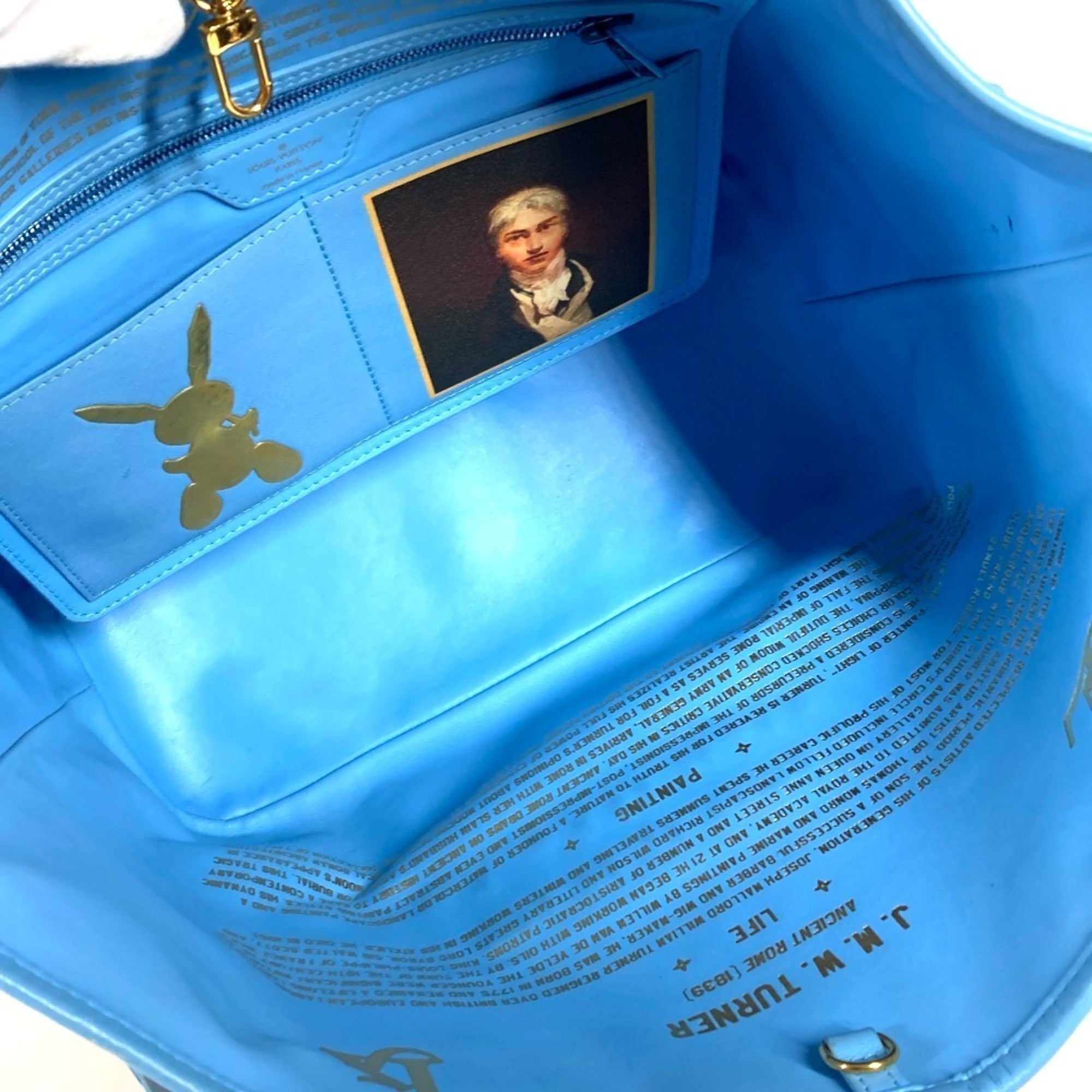 Louis Vuitton Blue Leather Coated Canvas Pouch Shoulder Bag Tote Bag (Pre-Owned)