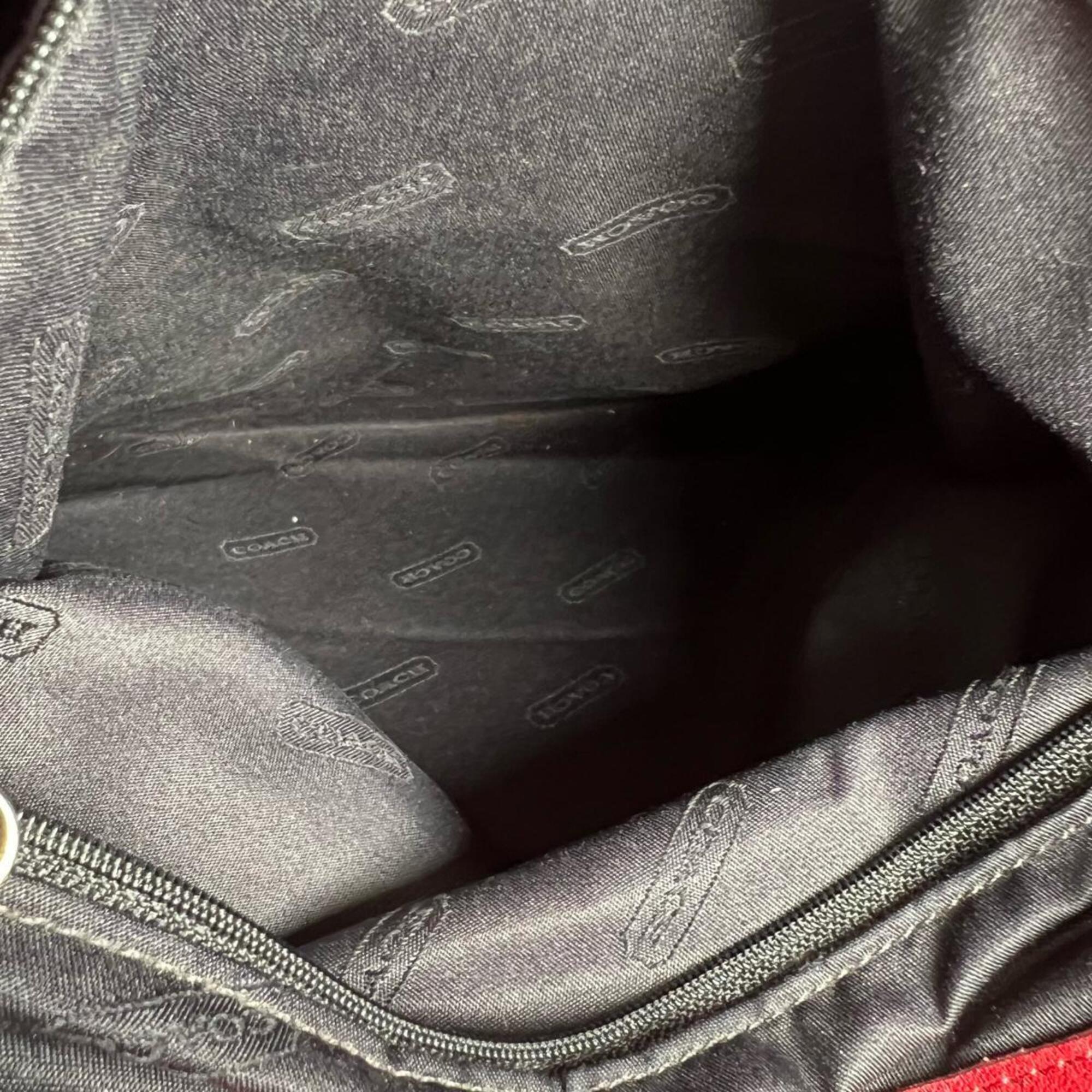 Coach Red Color Leather Handbag Tote Bag (Pre-Owned)