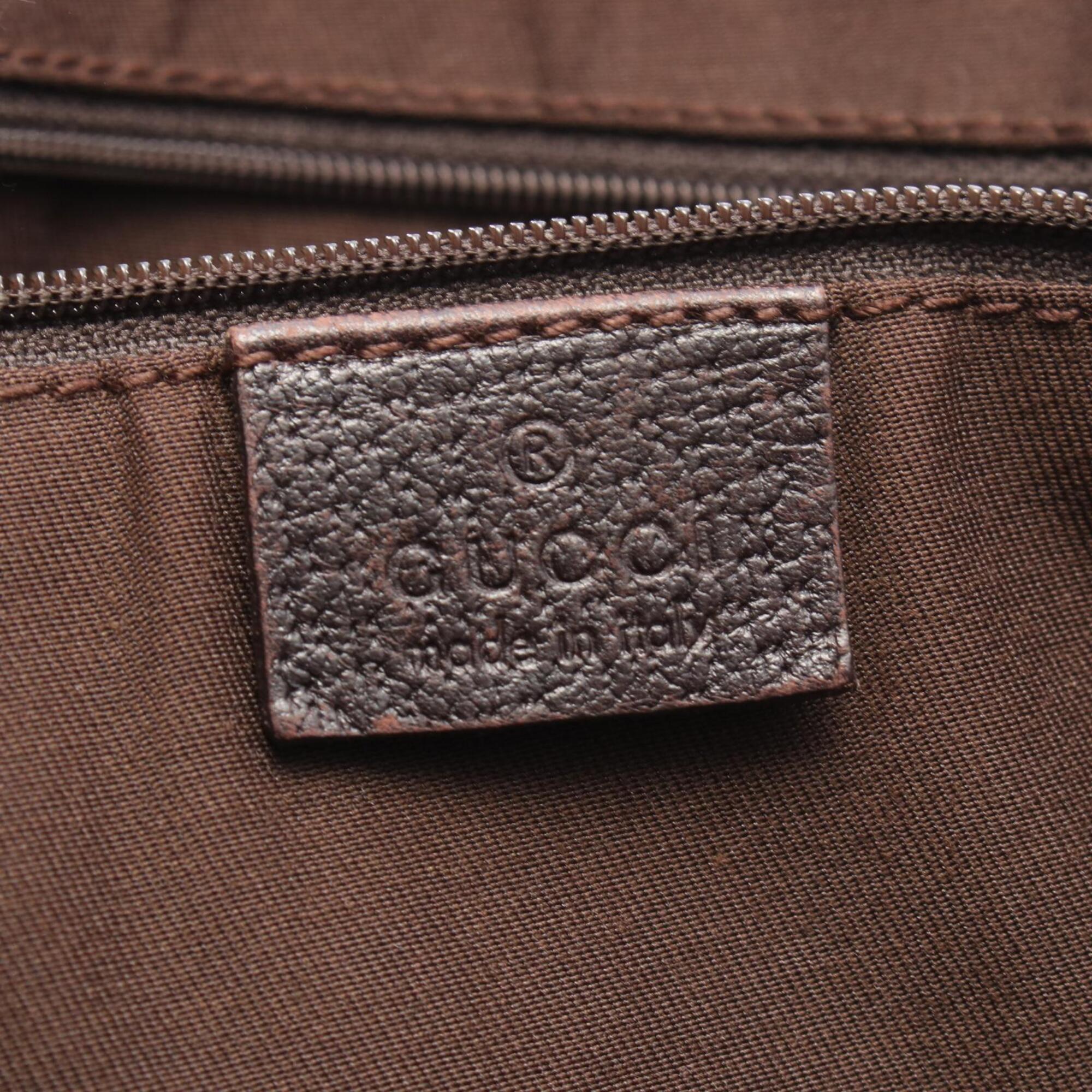 Gucci Beige Brown Canvas Leather Handbag Tote Bag (Pre-Owned)