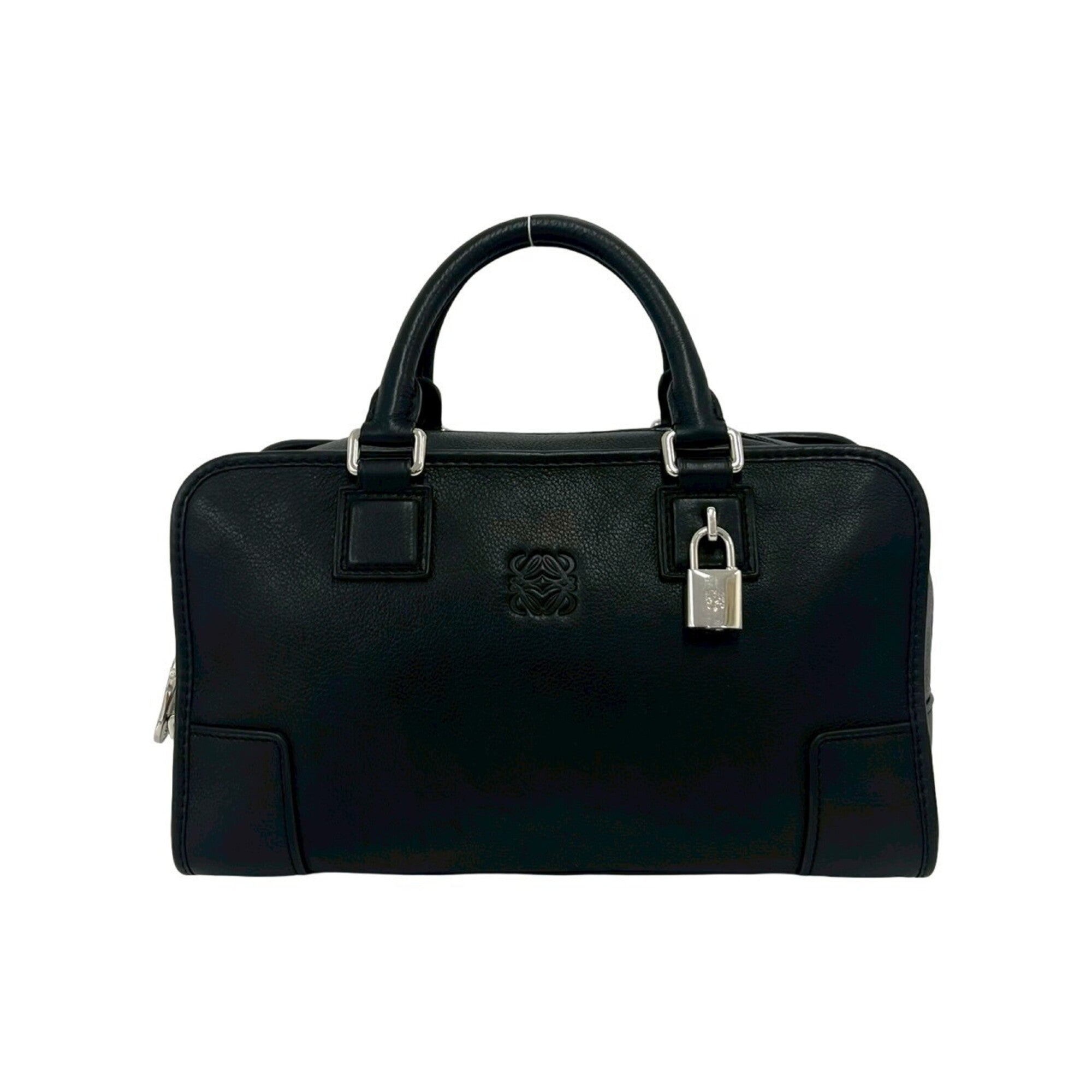 Loewe Black Leather Boston Bag Handbag (Pre-Owned)