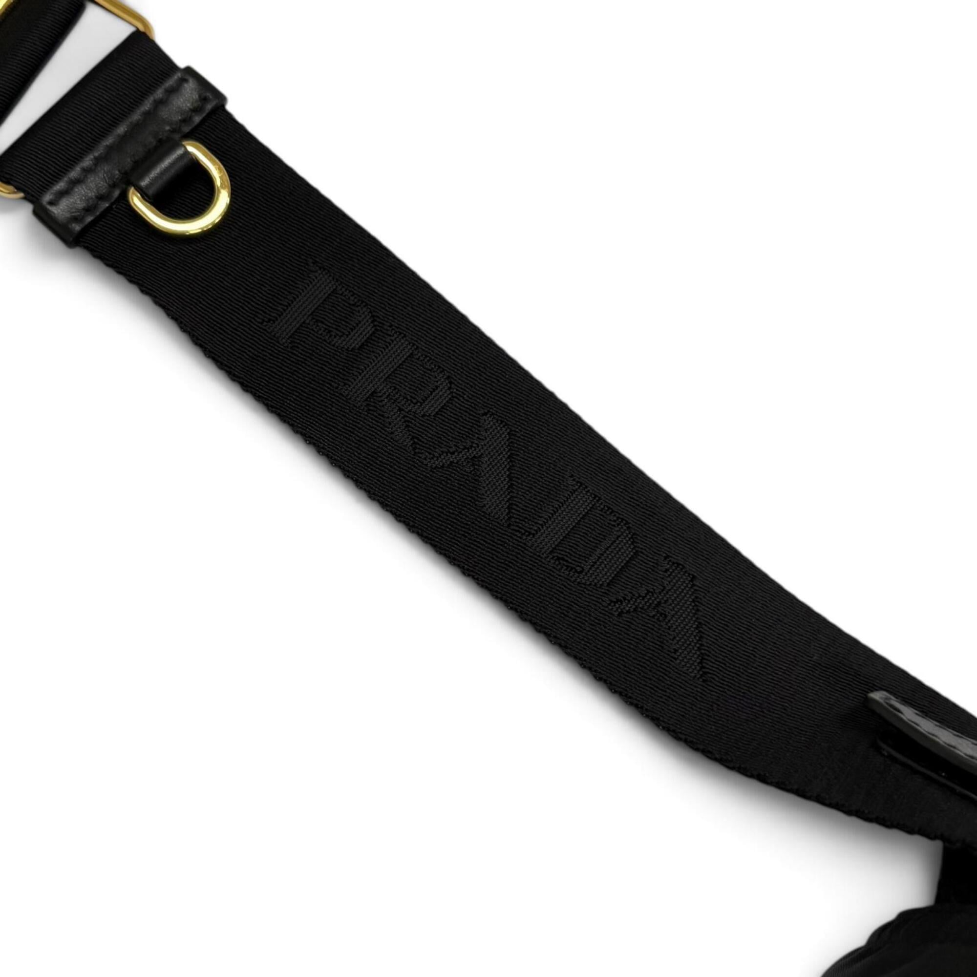 Prada Black Gold Polyamide Leather Shoulder Bag (Pre-Owned)