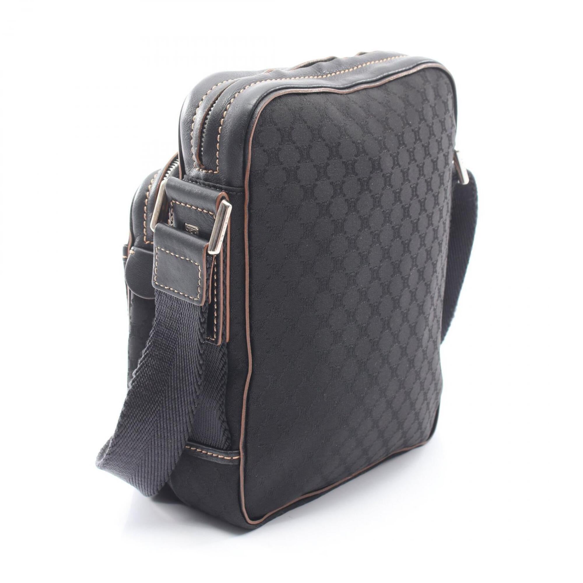 Celine Black Canvas Leather Handbag Shoulder Bag (Pre-Owned)