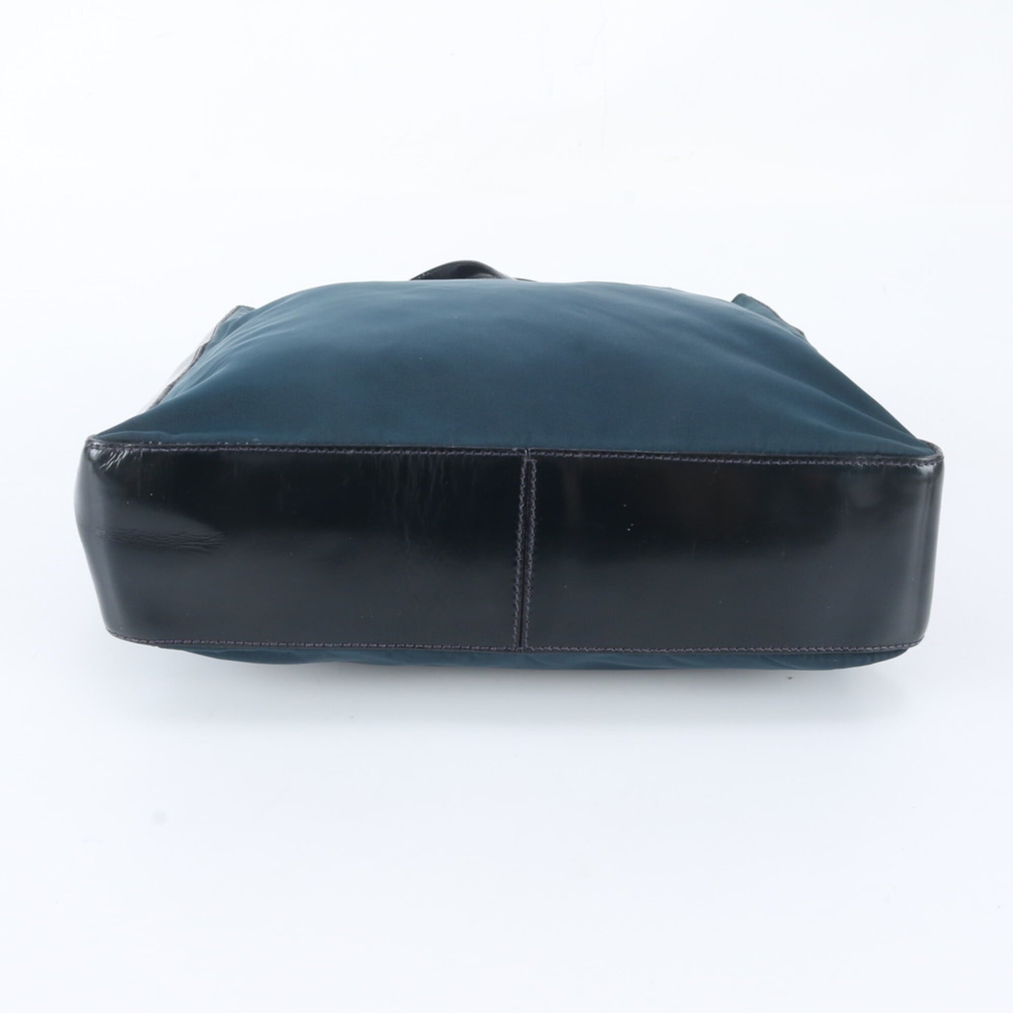 Prada Dark Green Nylon Leather Shoulder Bag Tote Bag (Pre-Owned)