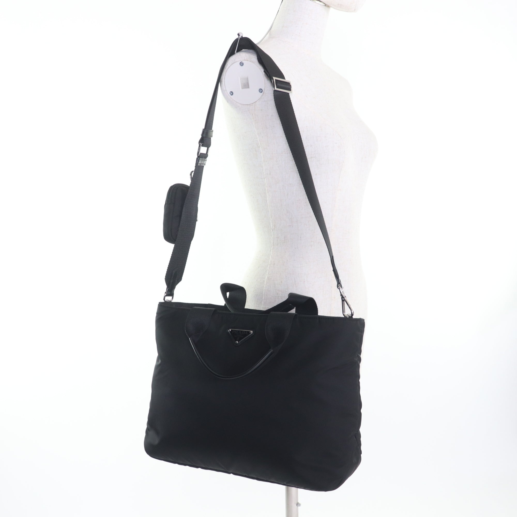 Prada Black Nylon Leather Handbag (Pre-Owned)