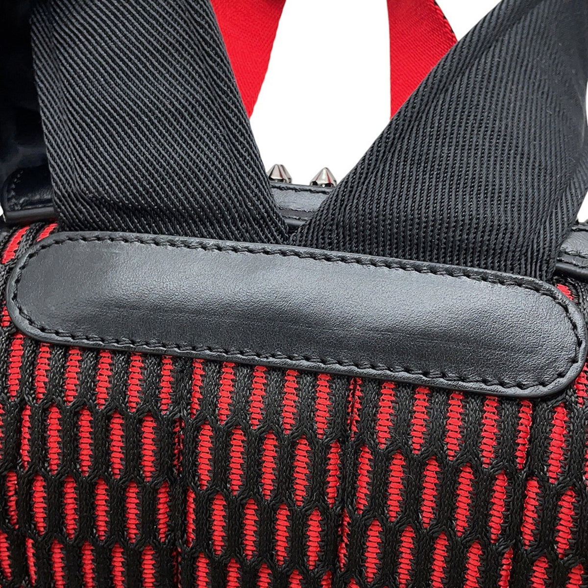 Christian Louboutin Black Red Color Leather Backpack (Pre-Owned)