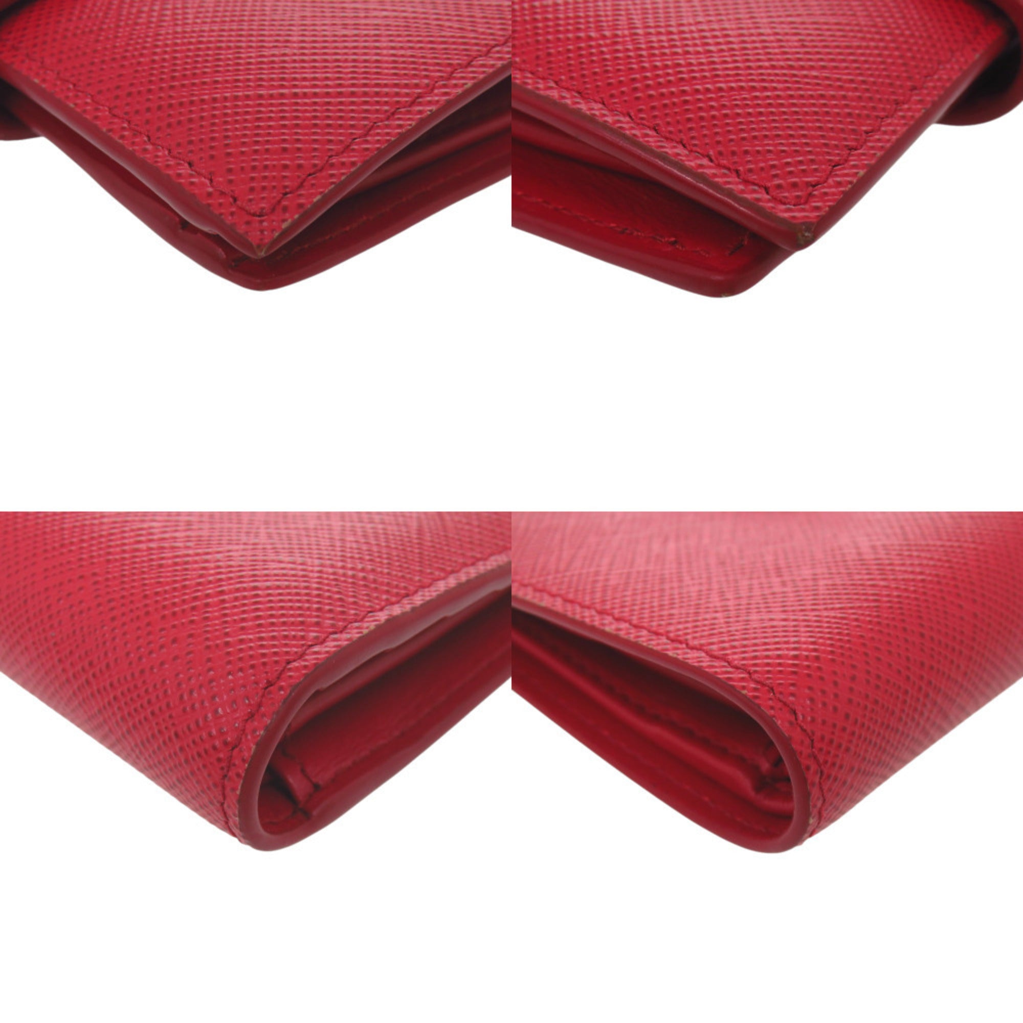 Prada Fuoco Red Color Leather Wallet (Bi-Fold) (Pre-Owned)