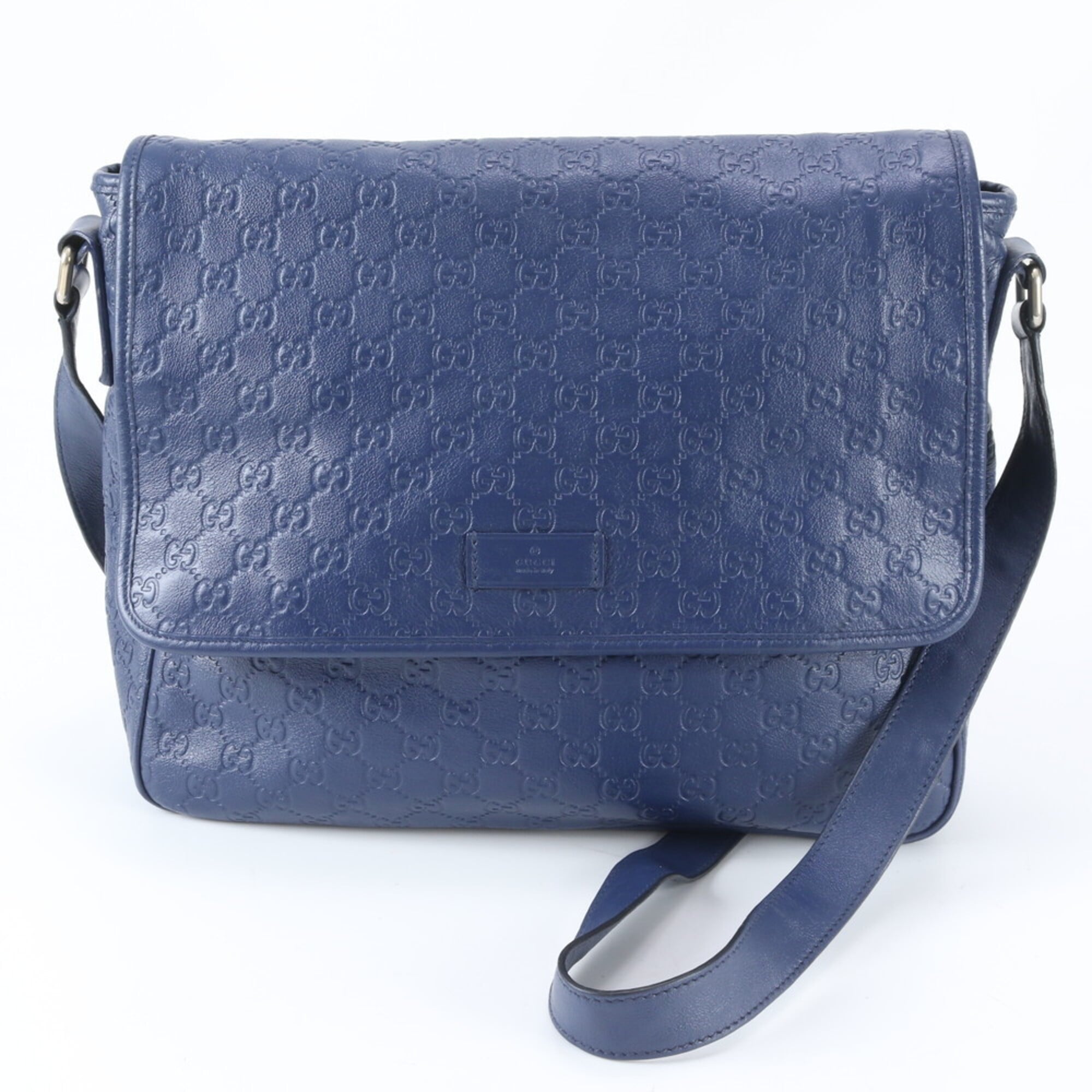 Gucci Guccissima Blue Leather Shoulder Bag (Pre-Owned)