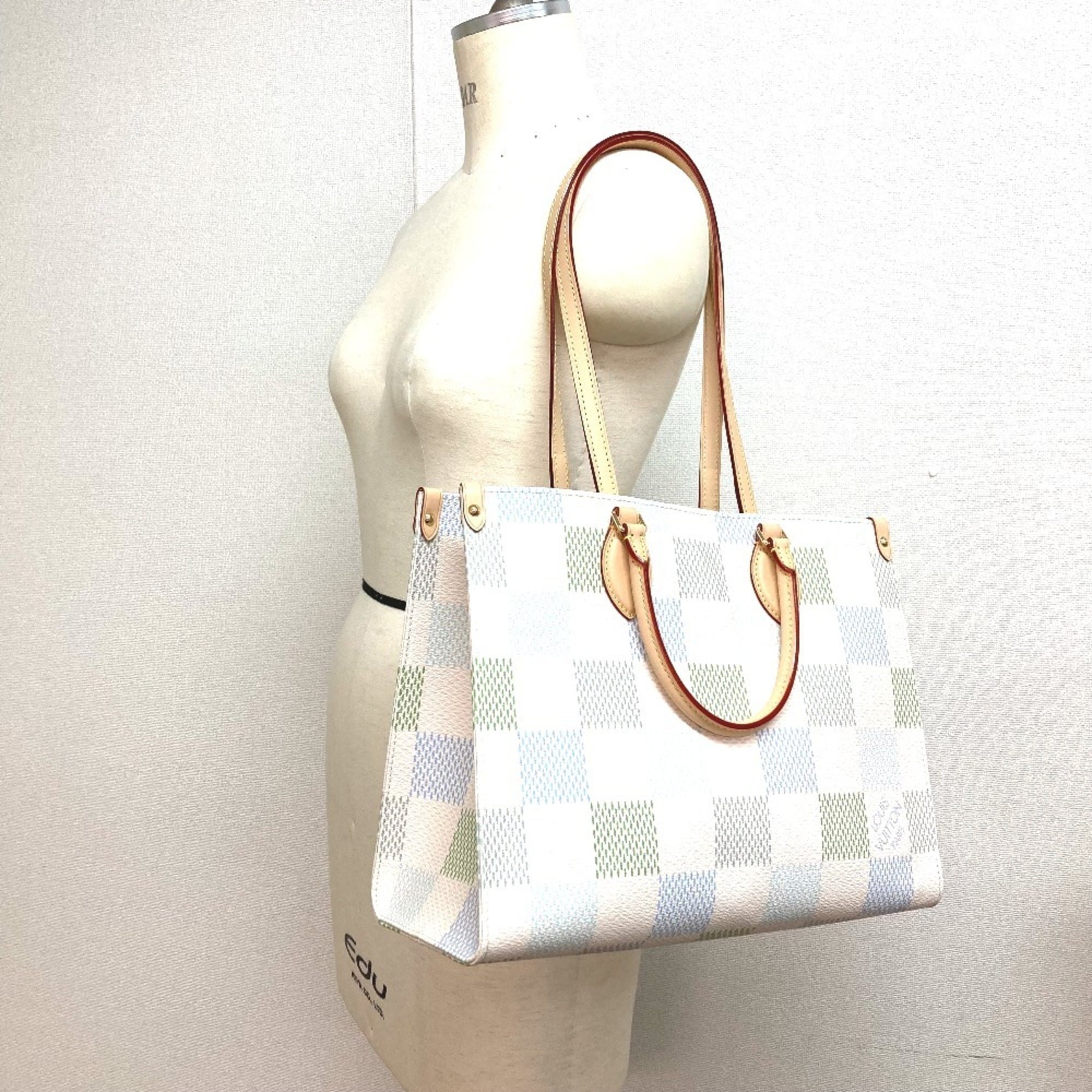 Louis Vuitton White Damier Canvas Handbag Shoulder Bag Tote Bag (Pre-Owned)