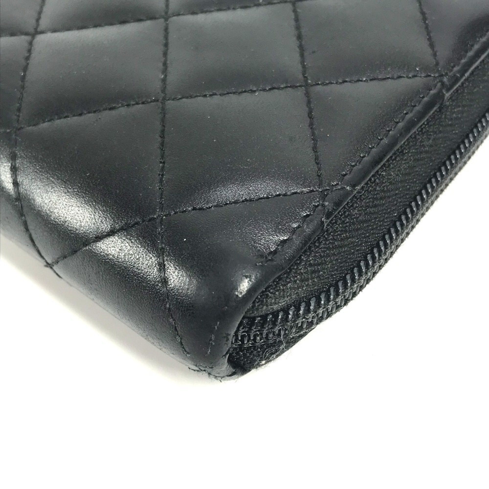 Chanel Cambon Black Leather Long Wallet (Bi-Fold) (Pre-Owned)