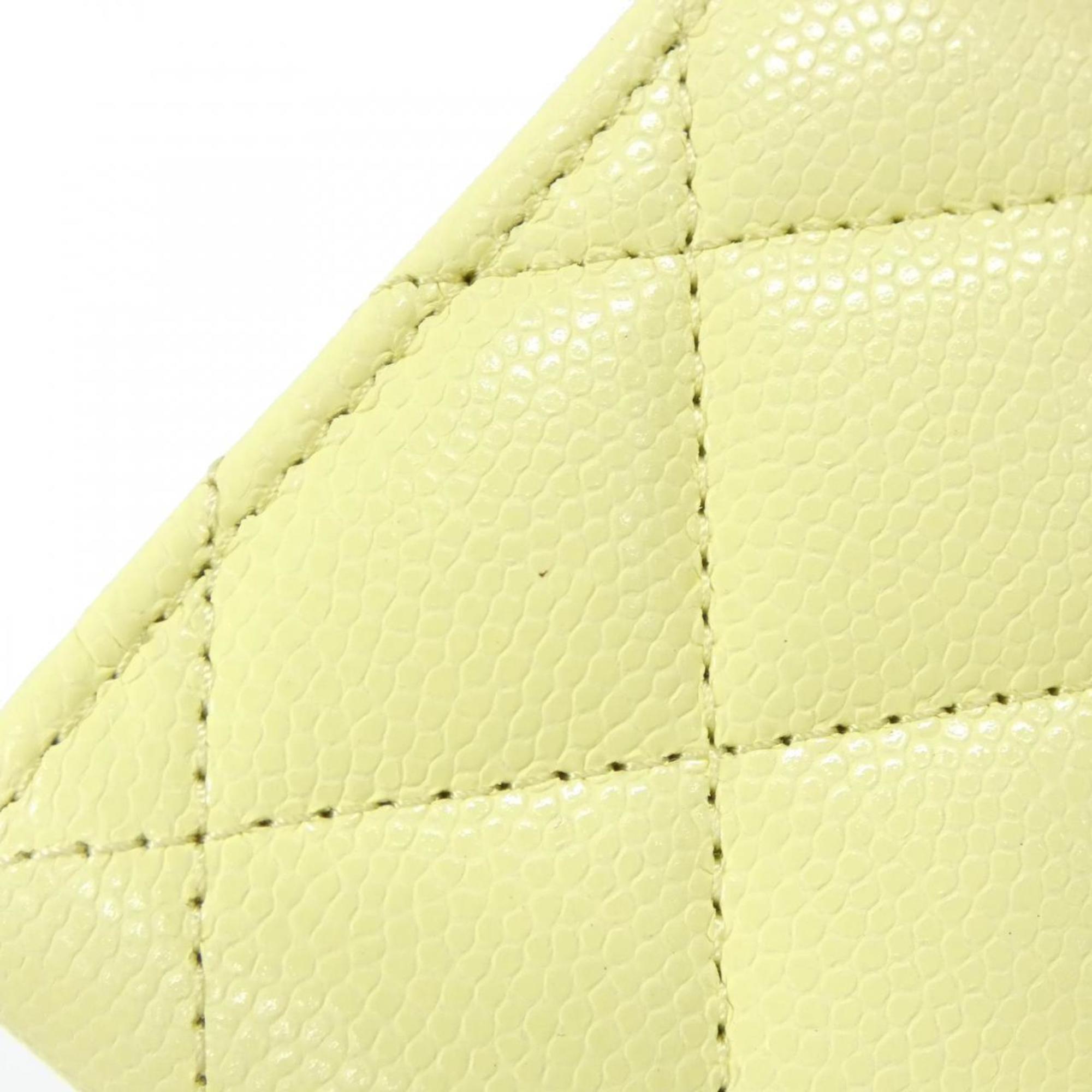 Chanel Yellow Grained Calfskin Wallet (Bi-Fold) (Pre-Owned)