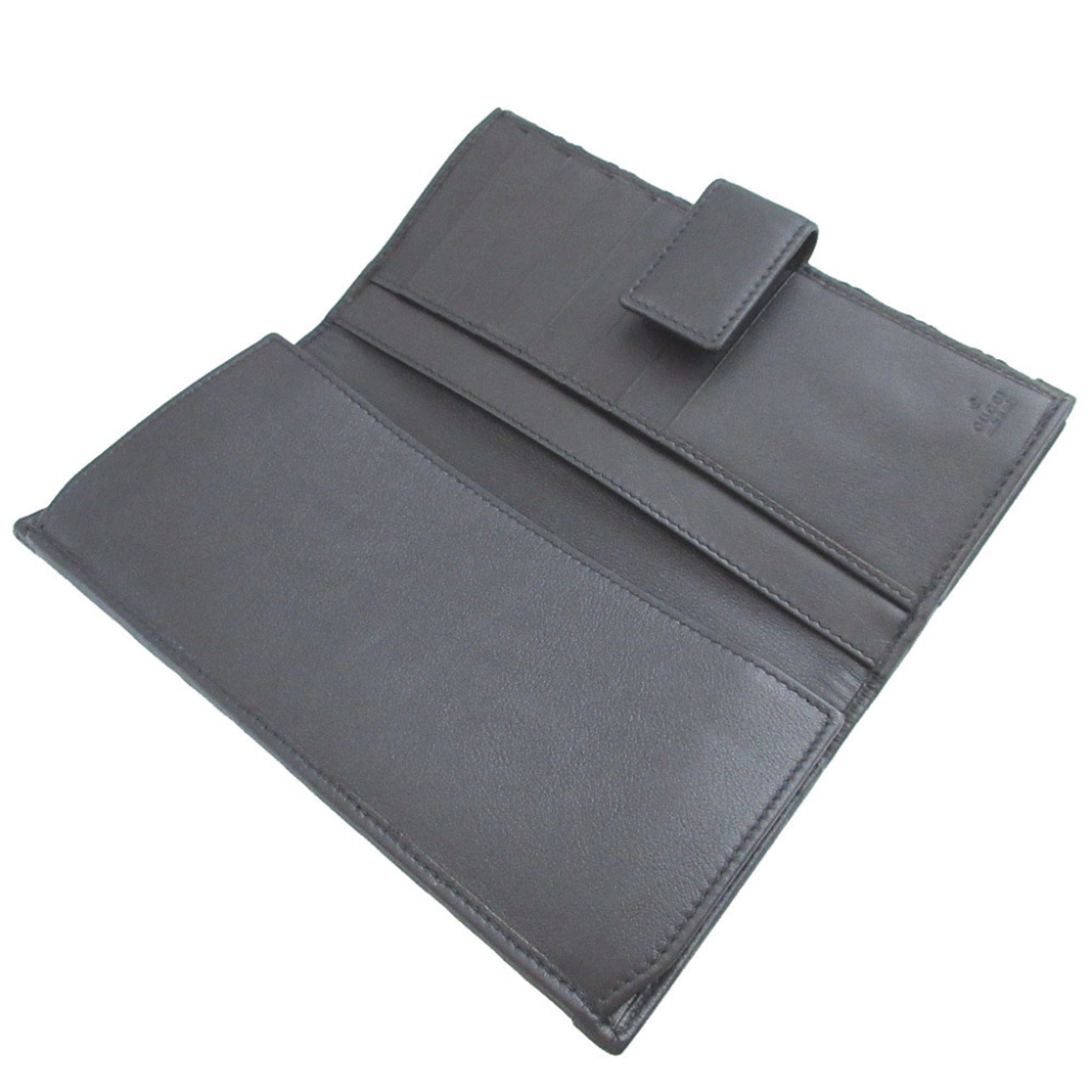 Gucci Black Brown Canvas Leather Long Wallet (Bi-Fold) (Pre-Owned)