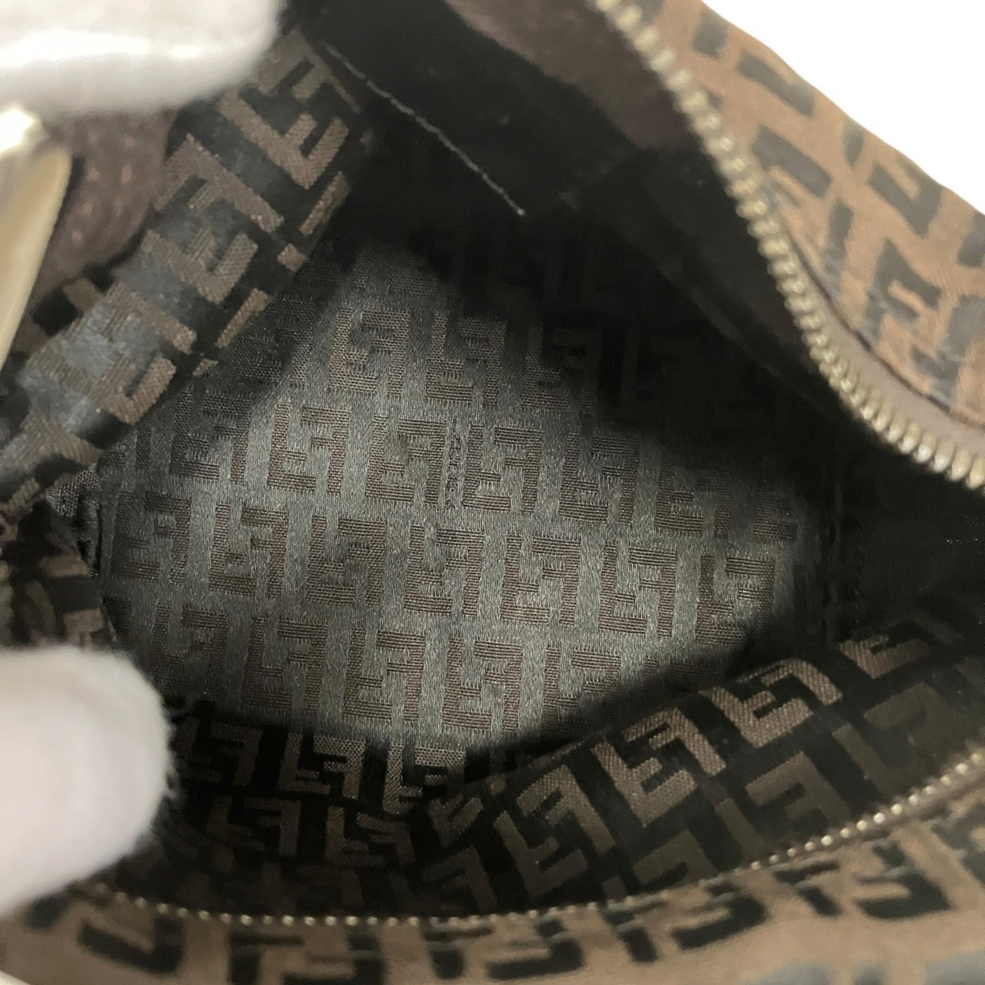 Fendi Zucca Brown Canvas Leather Handbag (Pre-Owned)