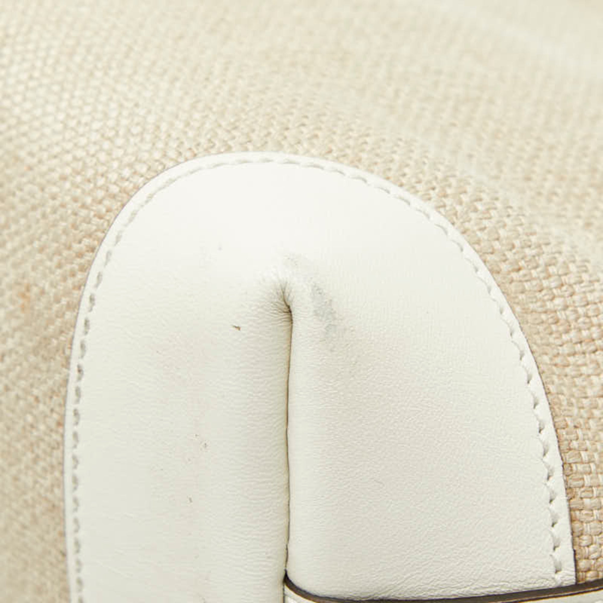 Gucci Beige White Canvas Leather Shoulder Bag Tote Bag (Pre-Owned)