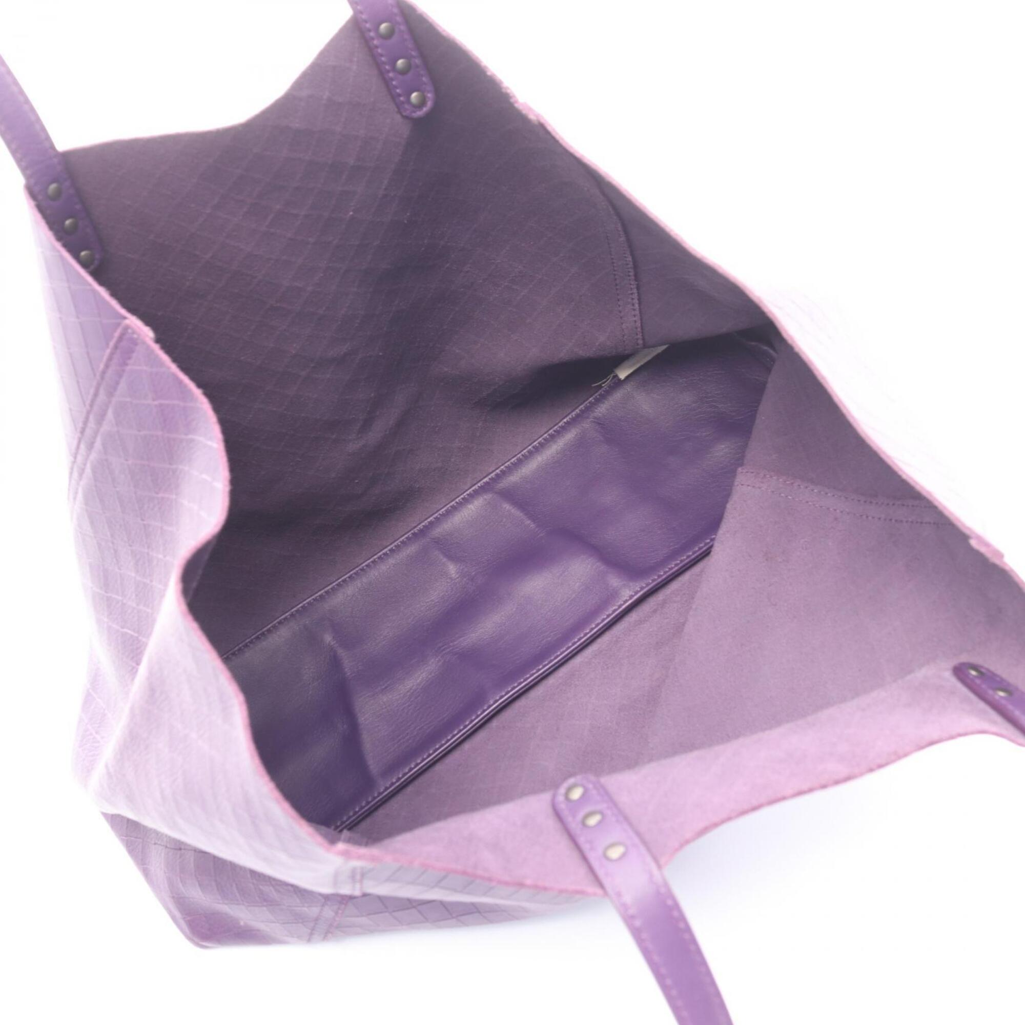 Bottega Veneta Purple Leather Handbag Tote Bag (Pre-Owned)