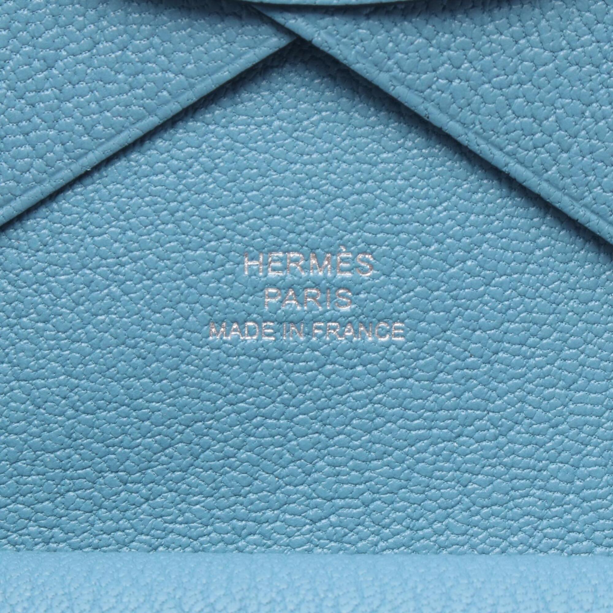 Hermes Blue Chevre Leather Leather Coin Purse/Coin Case (Pre-Owned)