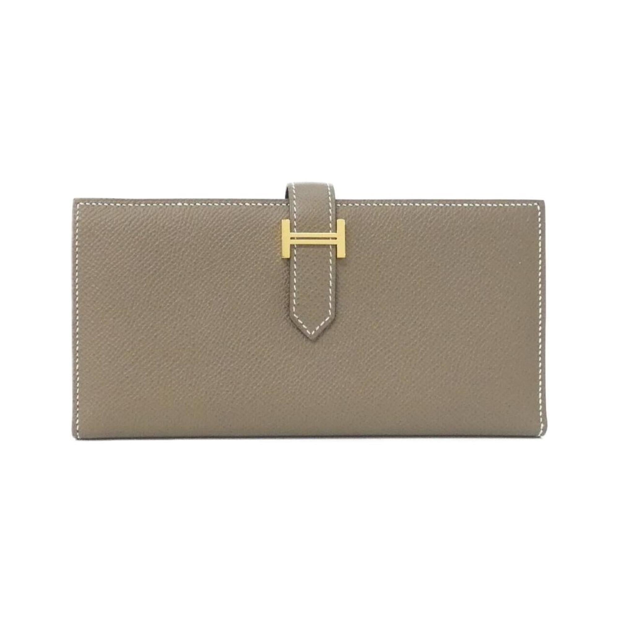 Hermes Etoupe Gray Epsom Leather Long Wallet (Bi-Fold) (Pre-Owned)
