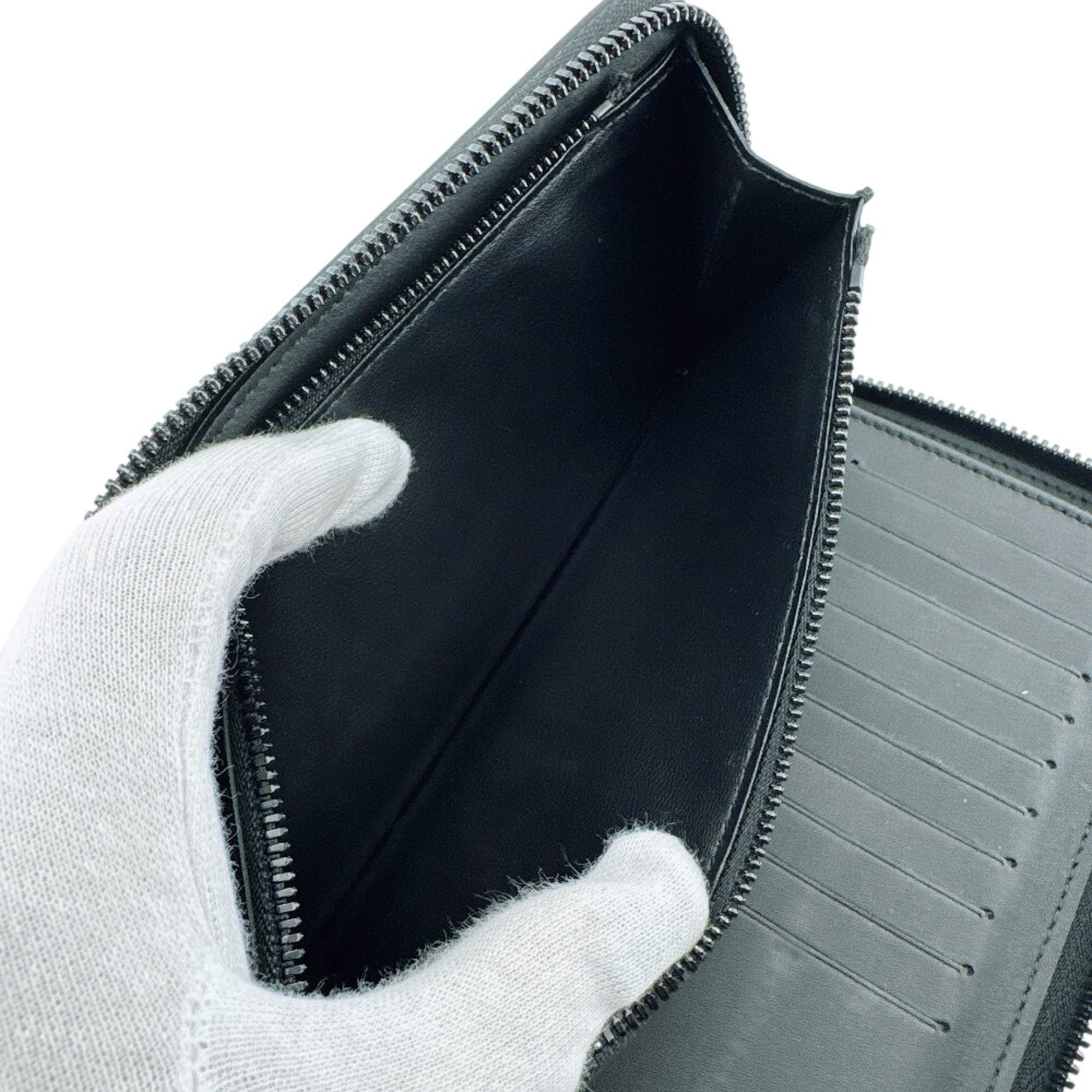 Louis Vuitton Black Leather Long Wallet (Bi-Fold) (Pre-Owned)