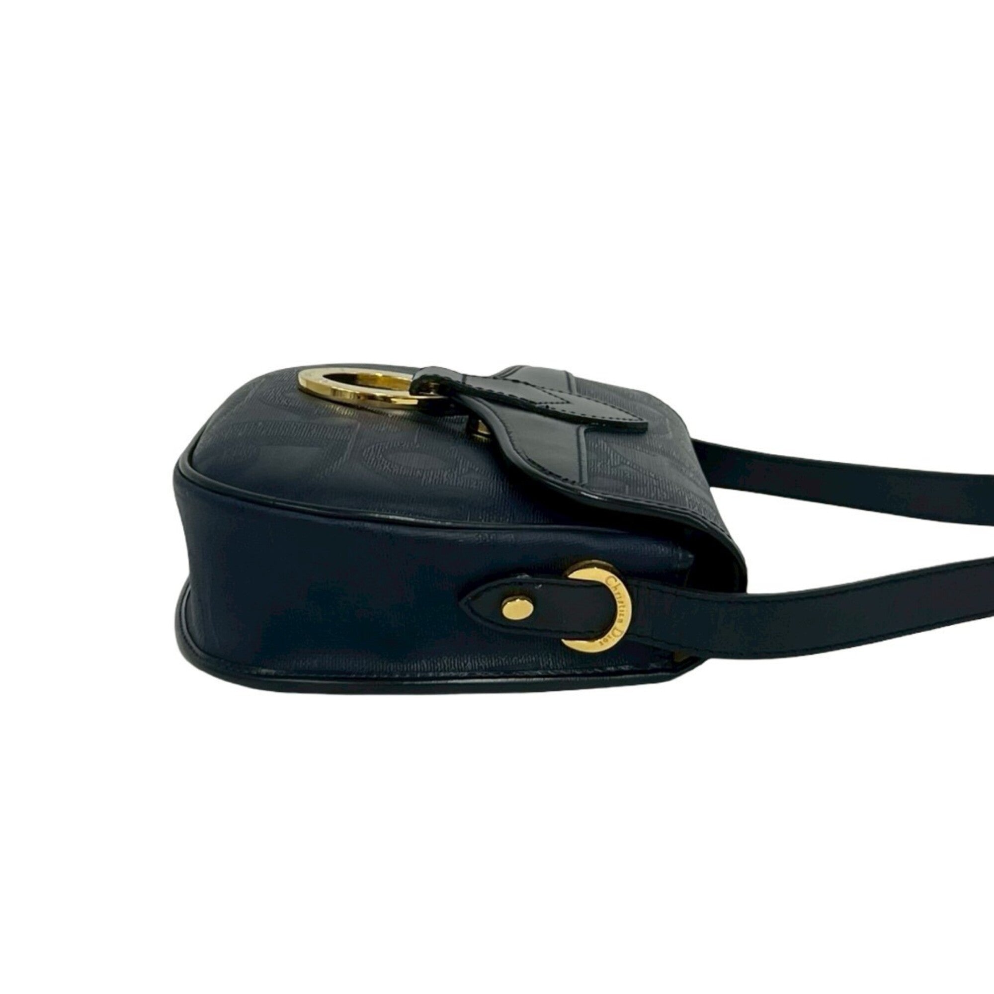Christian Dior Navy Pvc Leather Pochette Shoulder Bag (Pre-Owned)