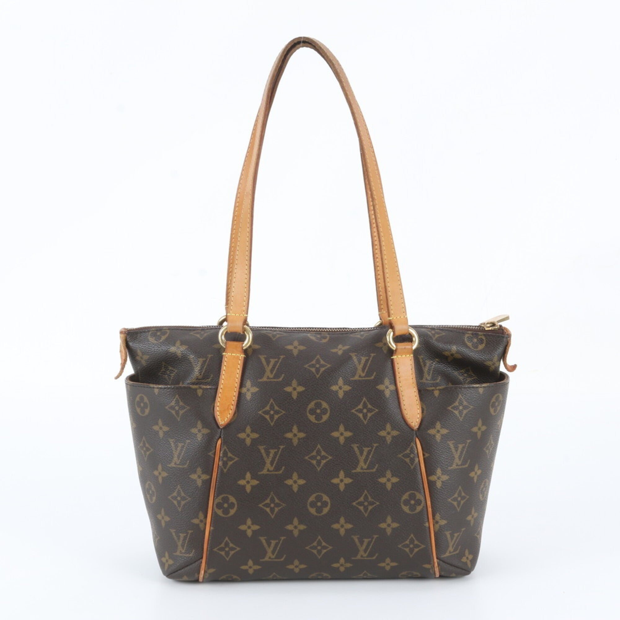 Louis Vuitton Brown Leather Coated Canvas Handbag Shoulder Bag Tote Bag (Pre-Owned)