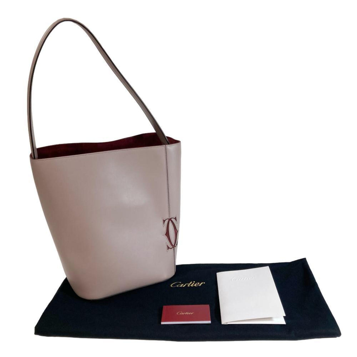 Cartier Bordeaux Grayish Leather Shoulder Bag (Pre-Owned)