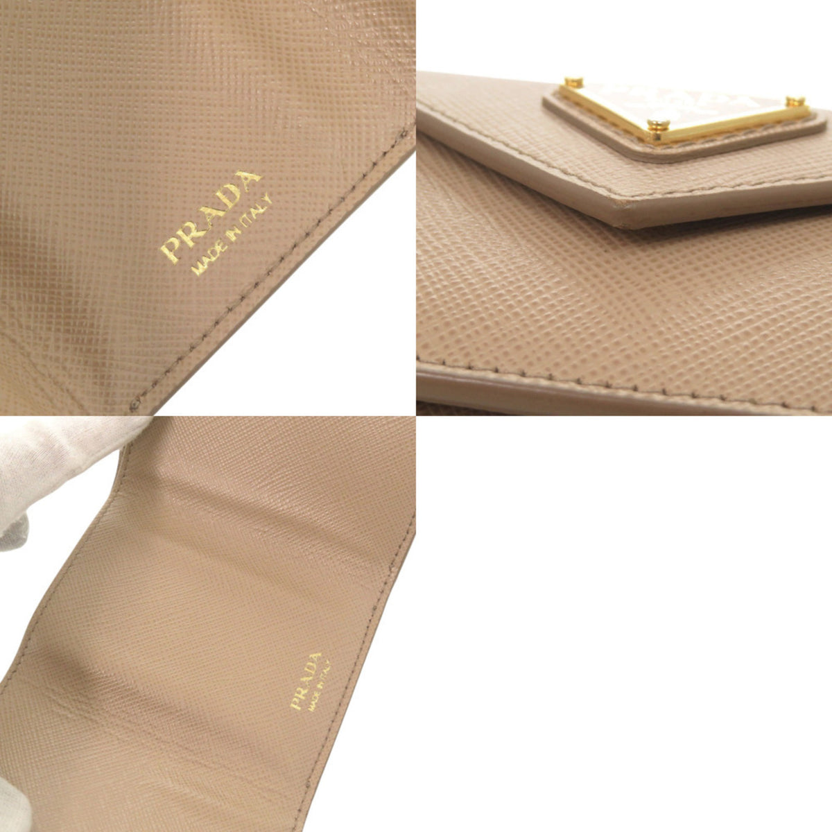 Prada Beige Saffiano Wallet (Tri-Fold) (Pre-Owned)