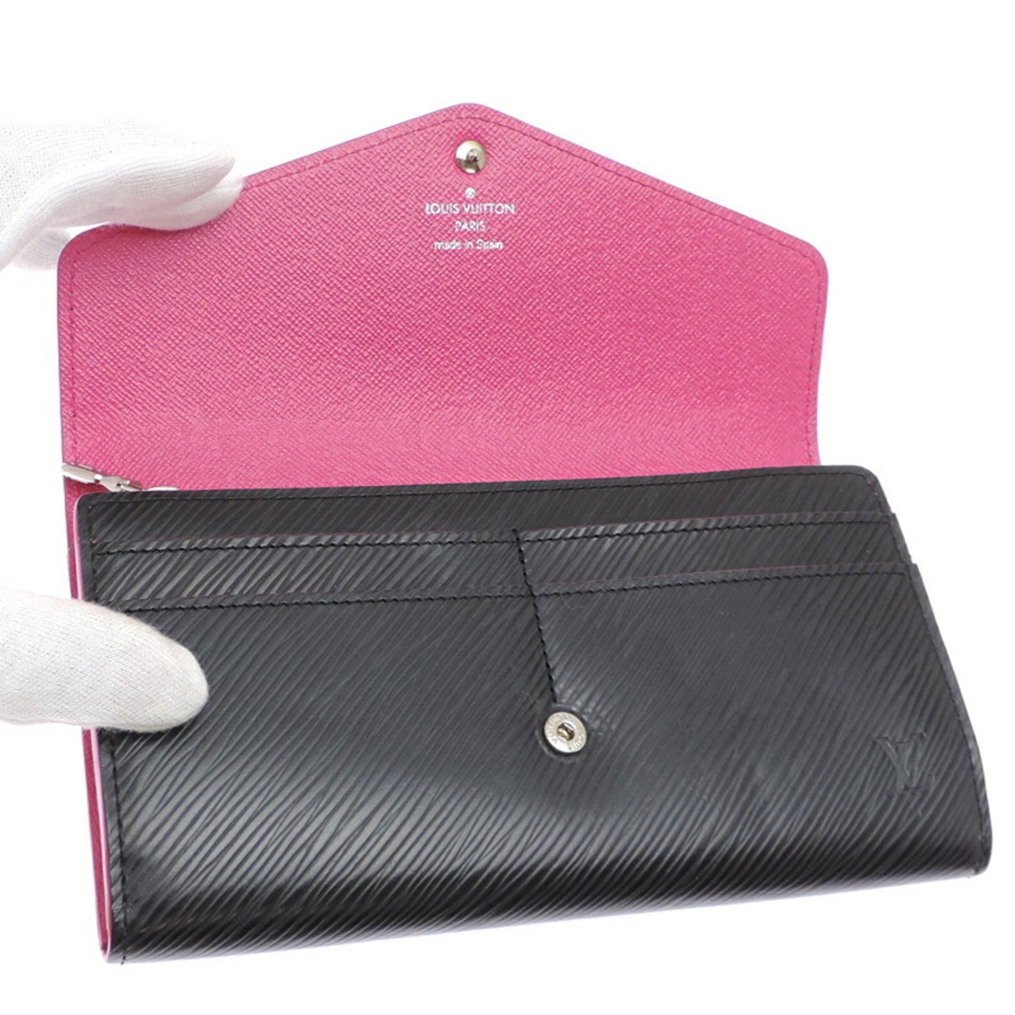 Louis Vuitton Black Hot Pink Noir Pink Epi Leather Long Wallet (Bi-Fold) (Pre-Owned)