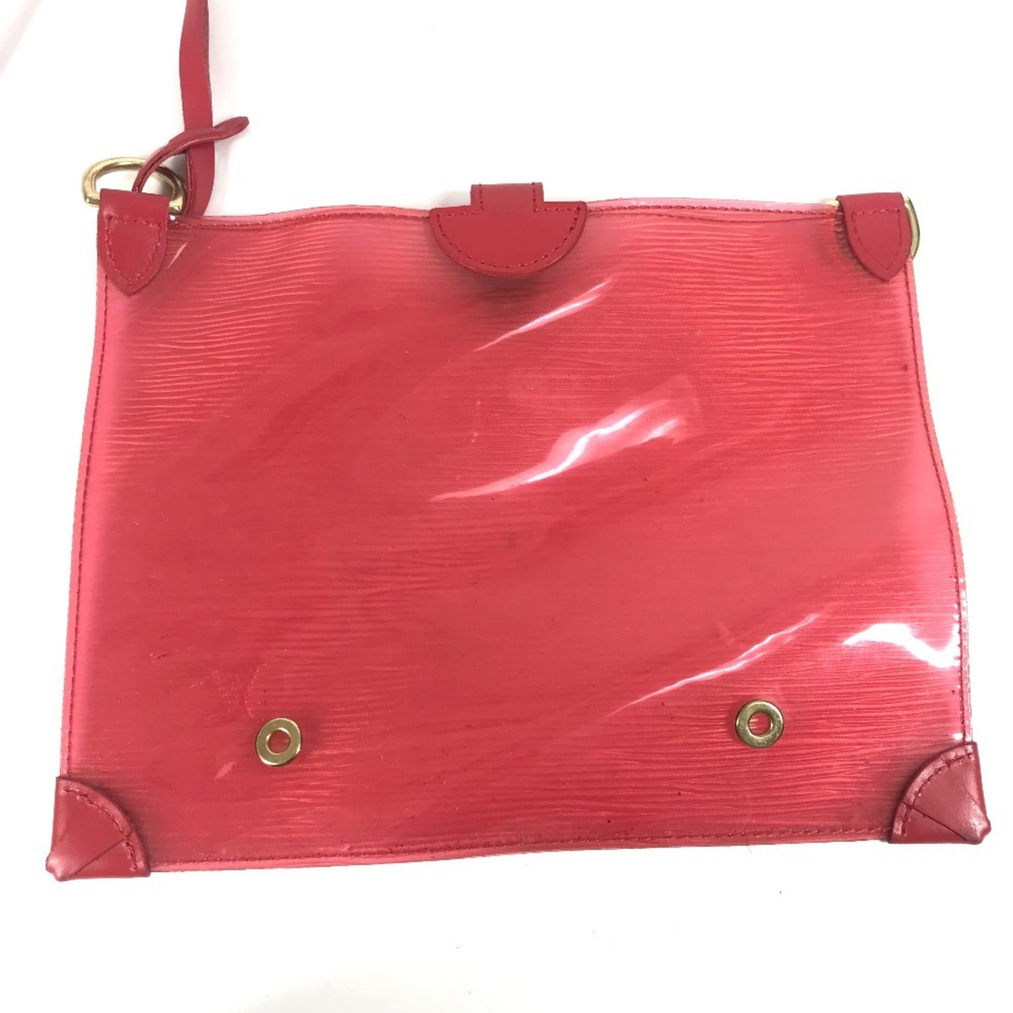 Louis Vuitton Red Color Vinyl Leather Handbag Tote Bag (Pre-Owned)