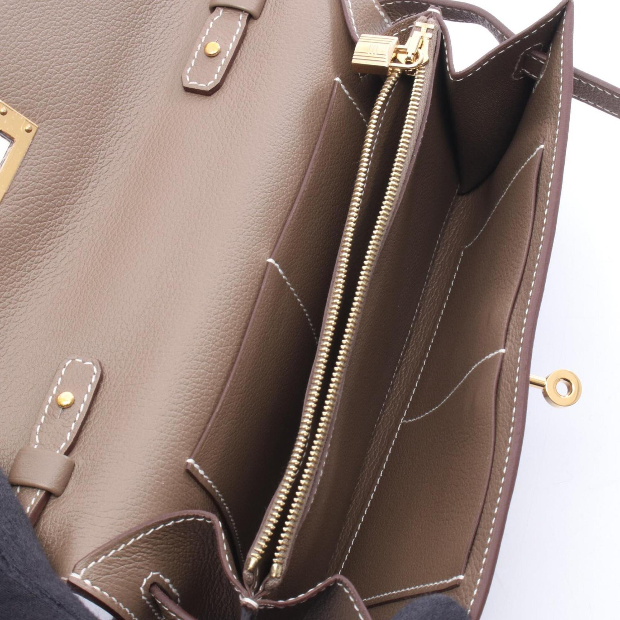 Hermes Gray Evercalf Leather Leather Handbag Shoulder Bag (Pre-Owned)
