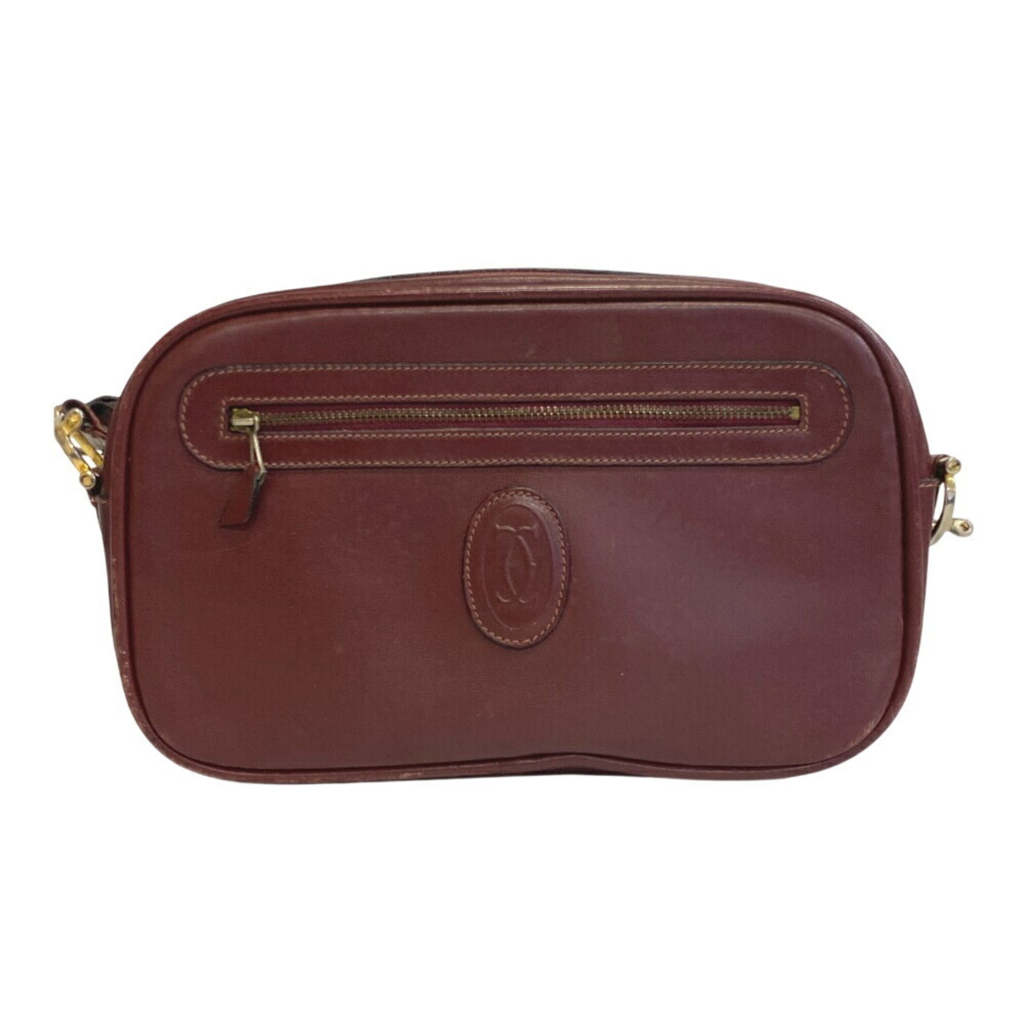 Cartier Bordeaux Red Color Leather Shoulder Bag (Pre-Owned)