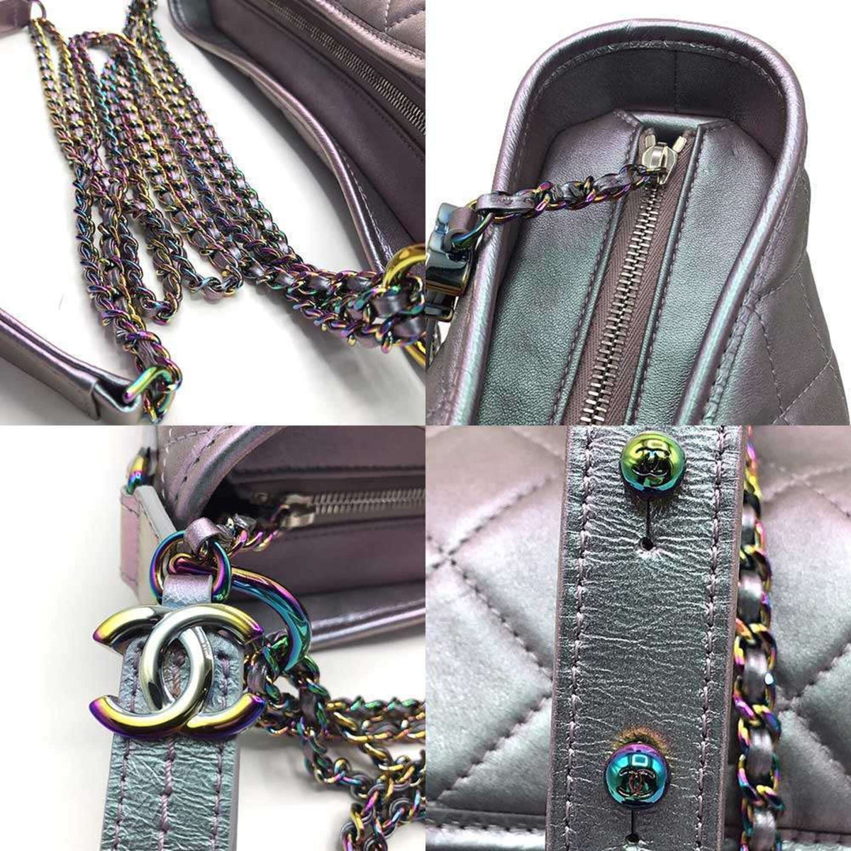 Chanel Metallic Silver Leather Shoulder Bag (Pre-Owned)