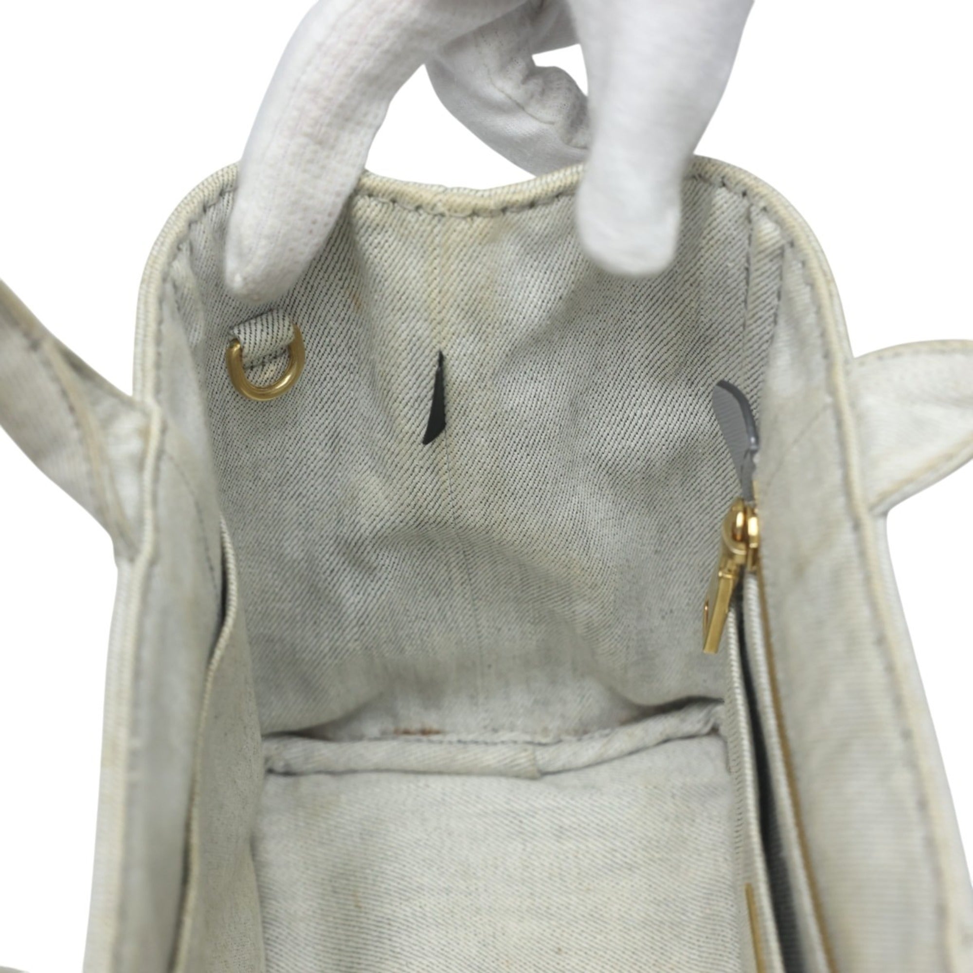 Prada White Canvas Tote Bag (Pre-Owned)
