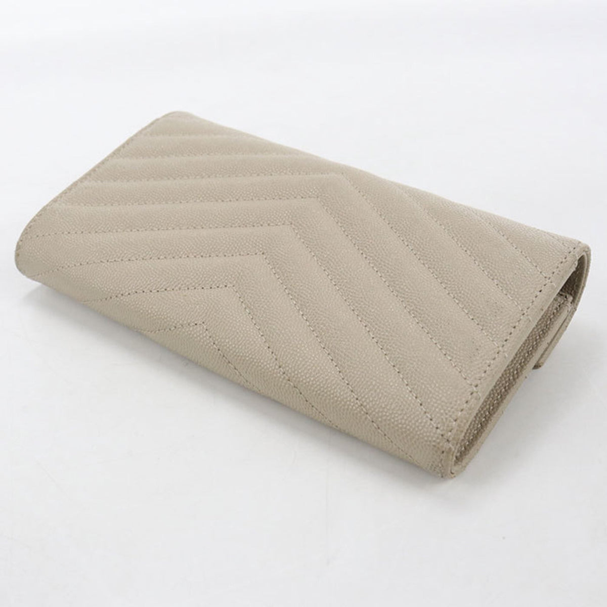 Saint Laurent Beige Leather Long Wallet (Bi-Fold) (Pre-Owned)