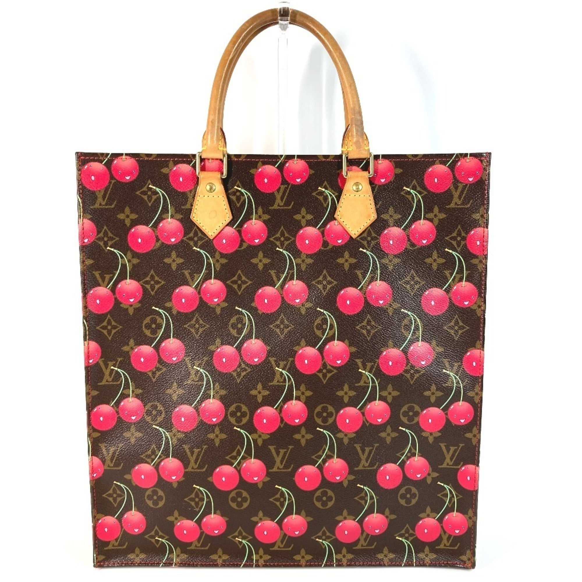 Louis Vuitton Brown Monogram Cherry Red Color Monogram Leather Shoulder Bag Tote Bag (Pre-Owned)