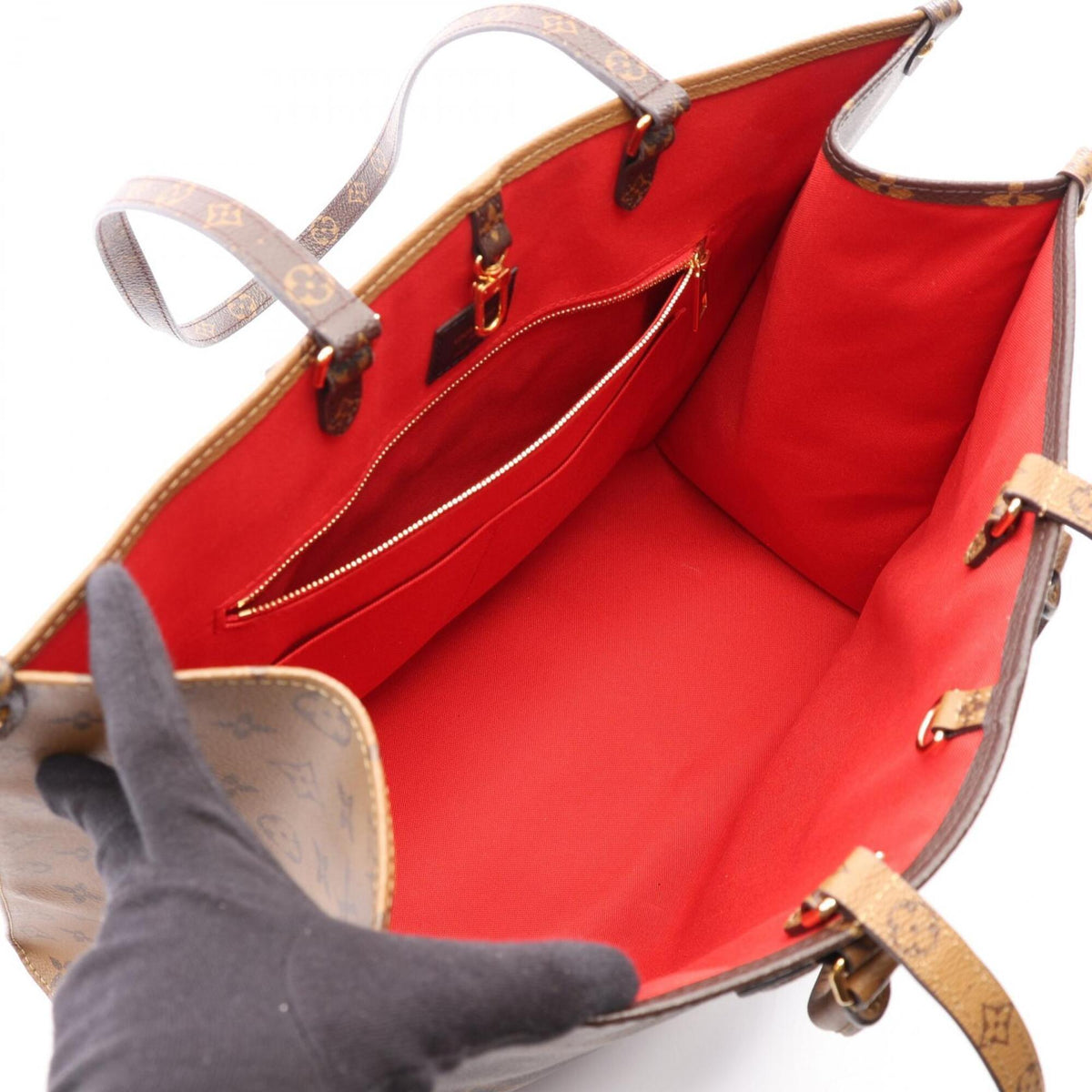 Louis Vuitton Beige Brown Coated Canvas Handbag Tote Bag (Pre-Owned)