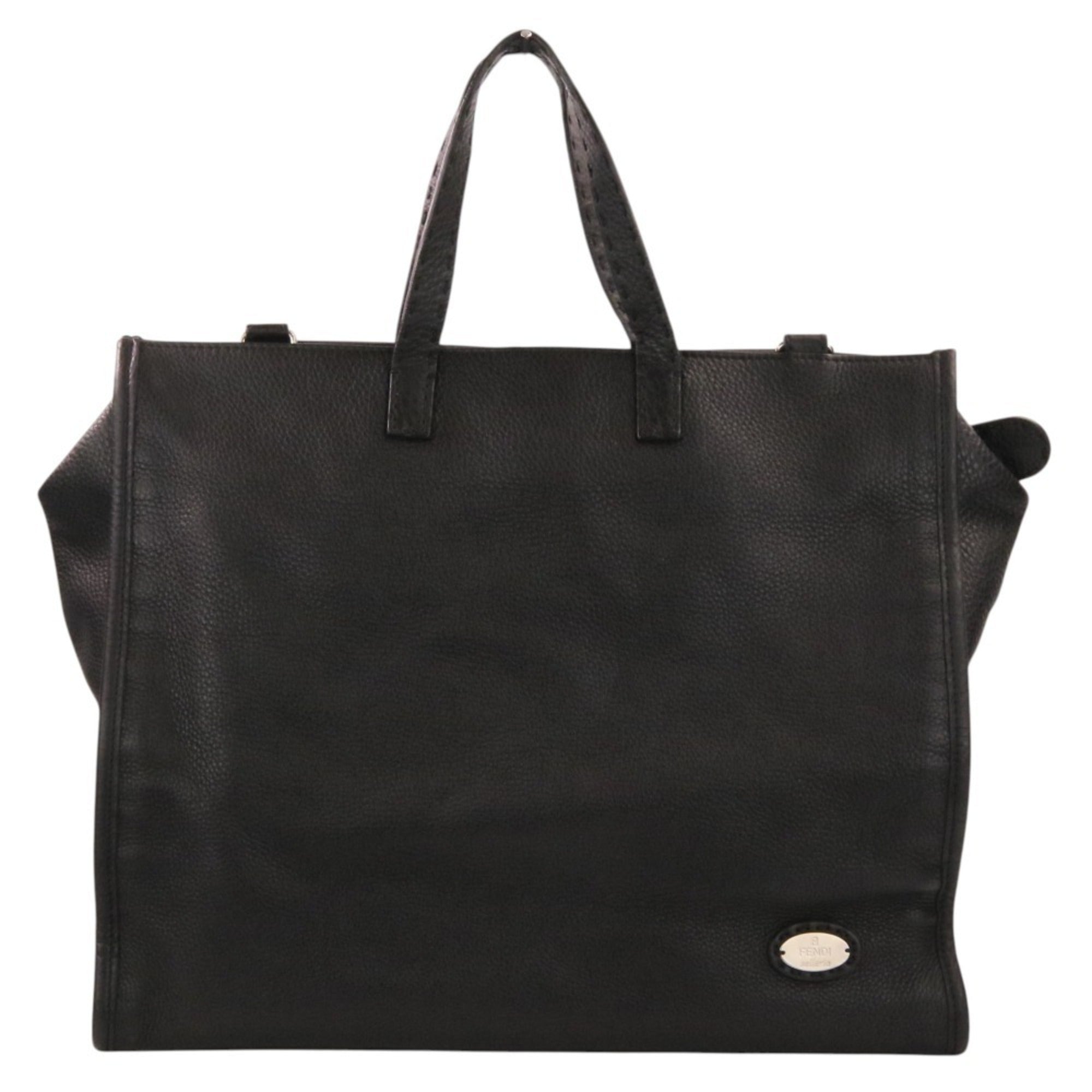 Fendi Selleria Black Leather Shoulder Bag Tote Bag (Pre-Owned)