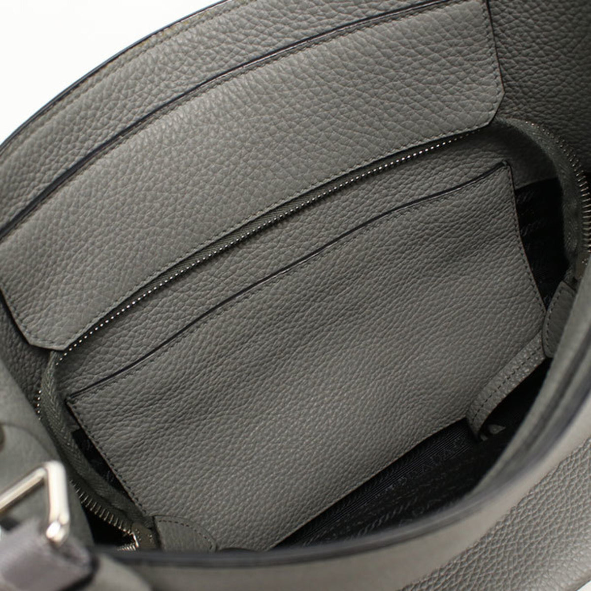 Prada Gray Leather Shoulder Bag (Pre-Owned)
