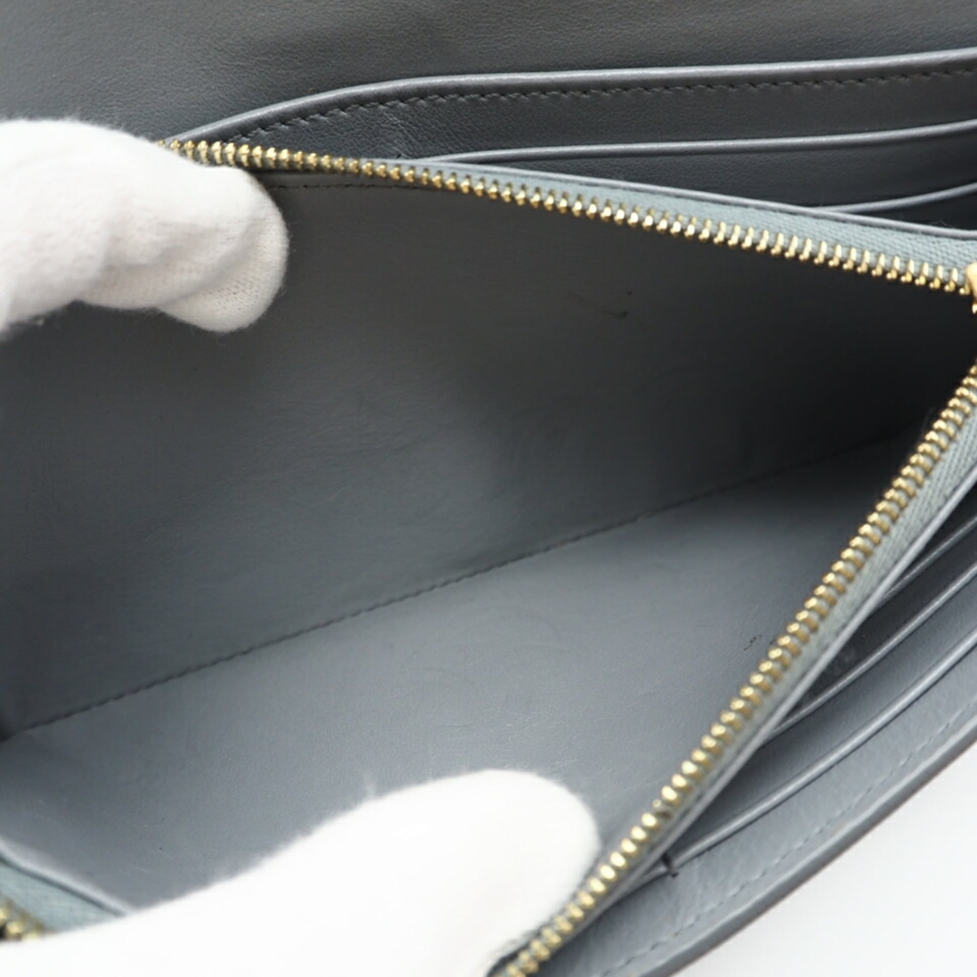 Celine Gray Leather Long Wallet (Bi-Fold) (Pre-Owned)