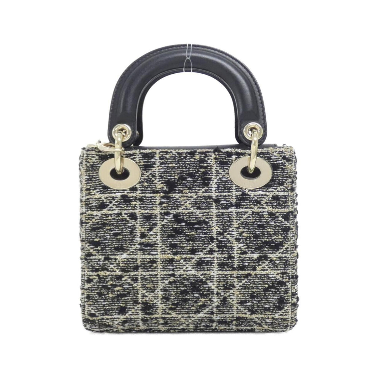 Christian Dior Black White Tweed Leather Handbag (Pre-Owned)